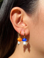 Load image into Gallery viewer, Kira Blue Mushroom Hoop Earring
