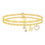 Load image into Gallery viewer, 2pc 14k Letter Initial & Diamond Heart Anklet