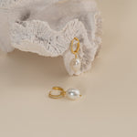 Load image into Gallery viewer, Wella Pearl Gold Zirconia Hoop Earrings