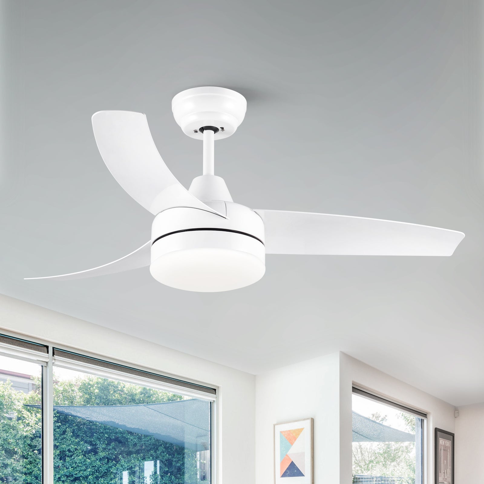 Nøordka Ceiling Fan Fixture Default 42" Modern Sleek White Ceiling Fan With Light