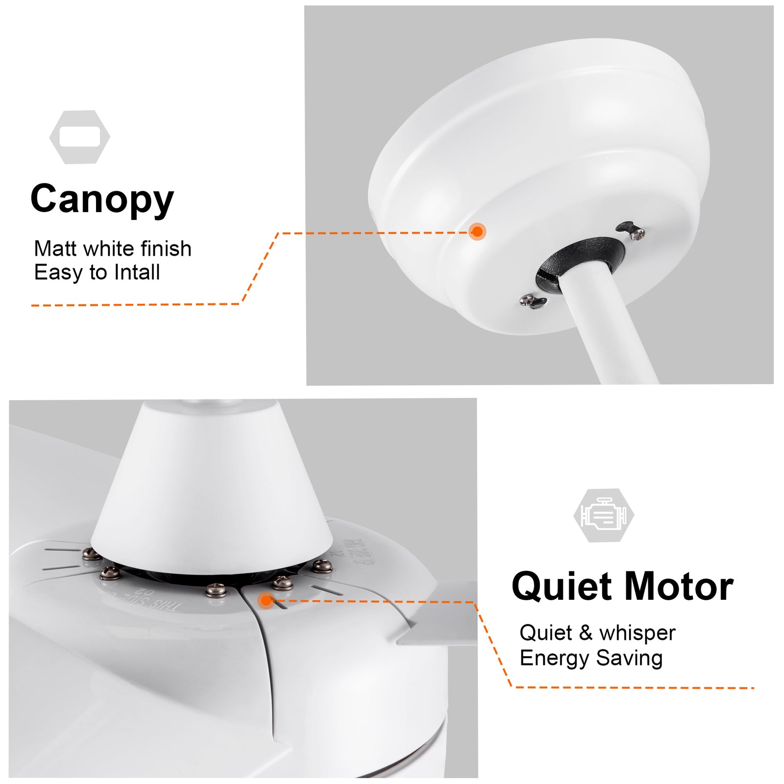 Nøordka Ceiling Fan Fixture Default 42" Modern Sleek White Ceiling Fan With Light