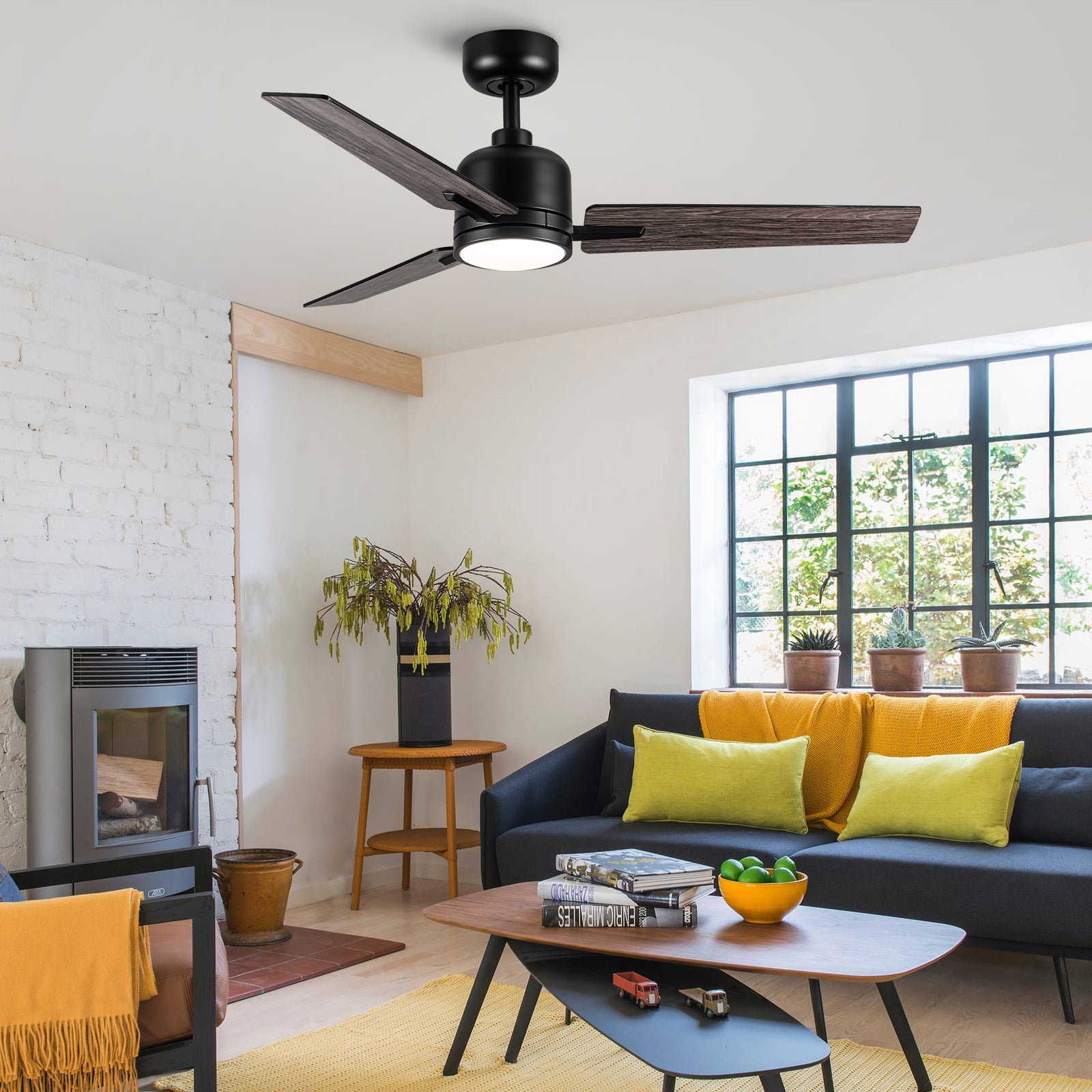Nøordka Ceiling Fan Fixture Default 48" Contemporary Style Black Ceiling Fan With Light