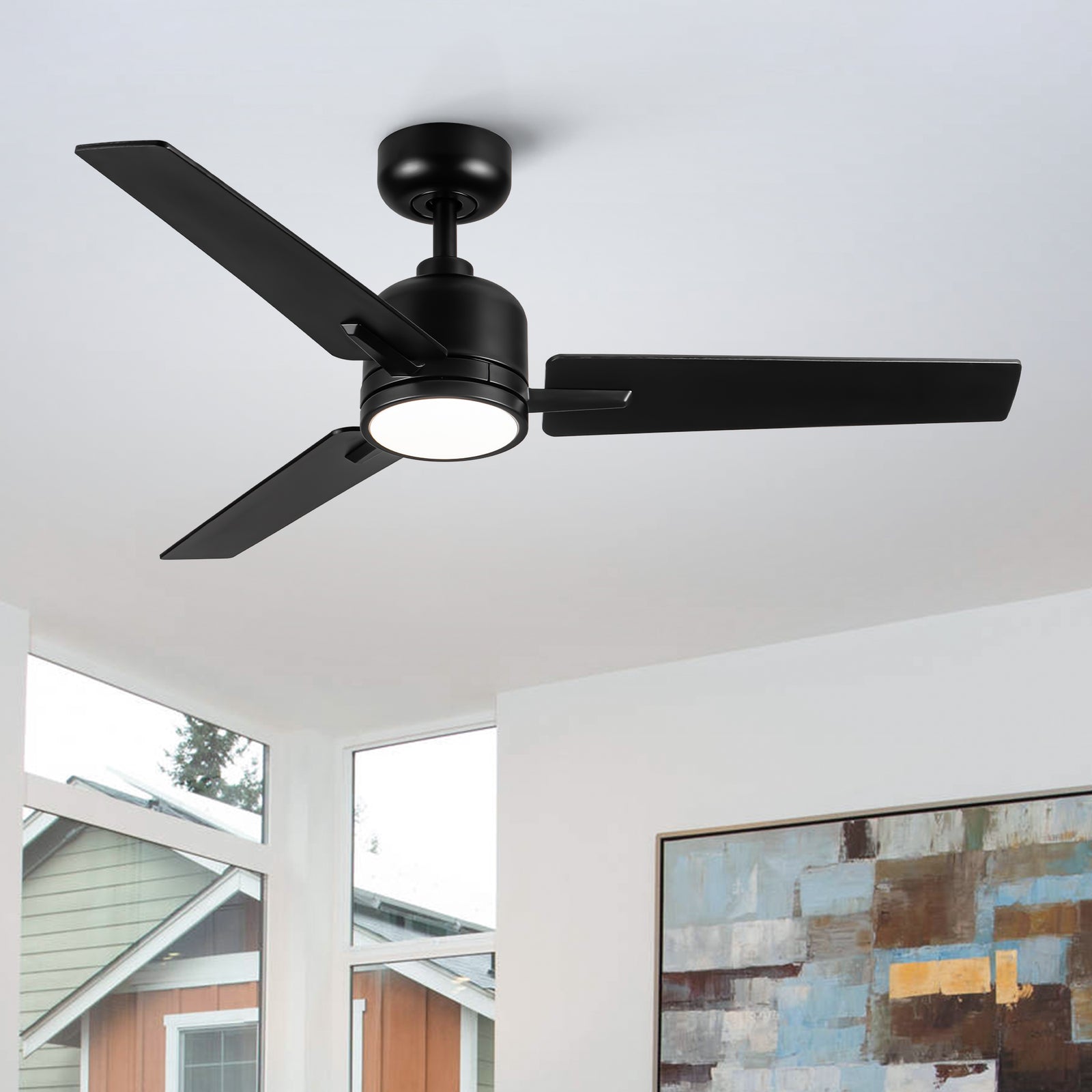 Nøordka Ceiling Fan Fixture Default 48" Contemporary Style Black Ceiling Fan With Light