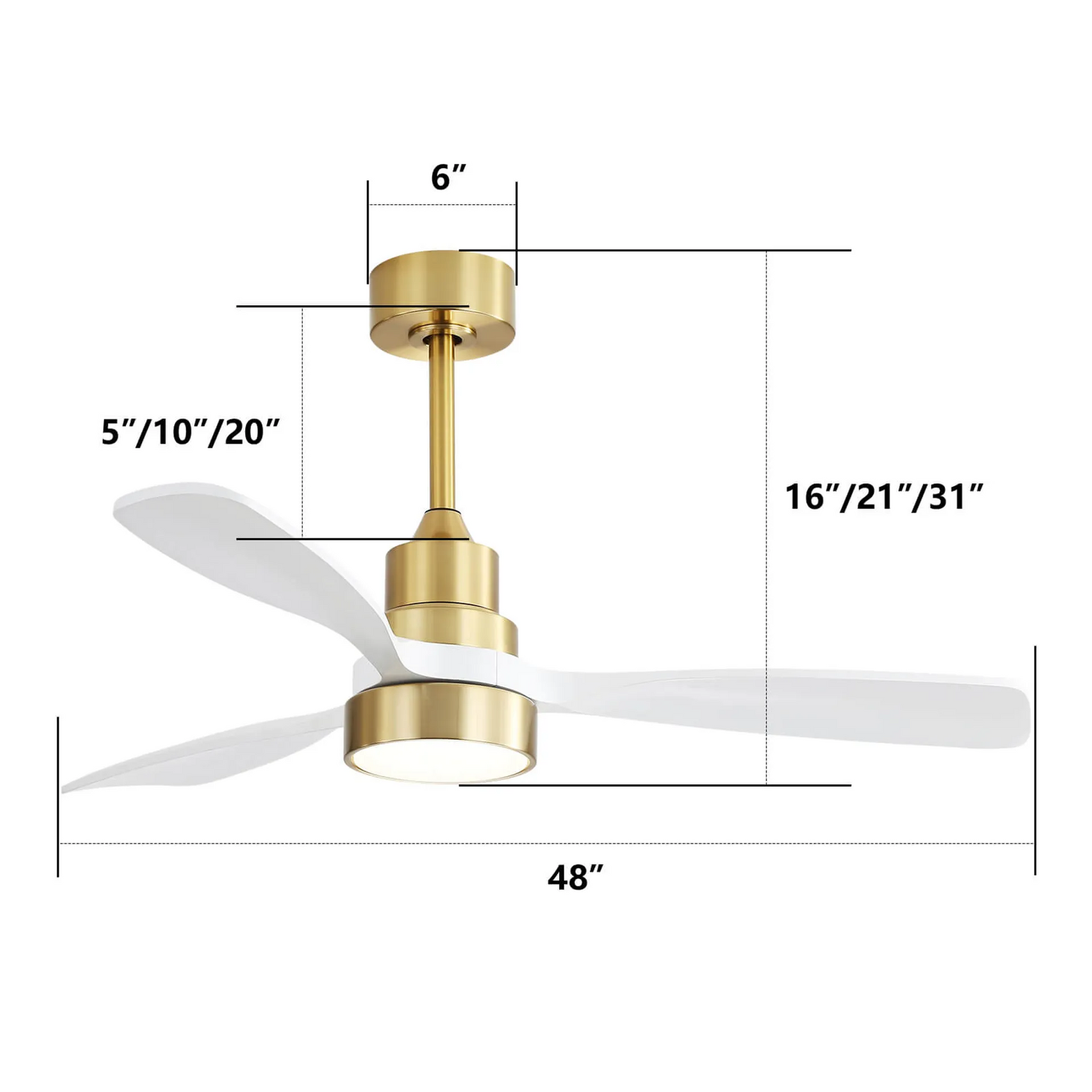 Nøordka Ceiling Fan Fixture Default 48" Modern Sleek Gold Ceiling Fan With Lights