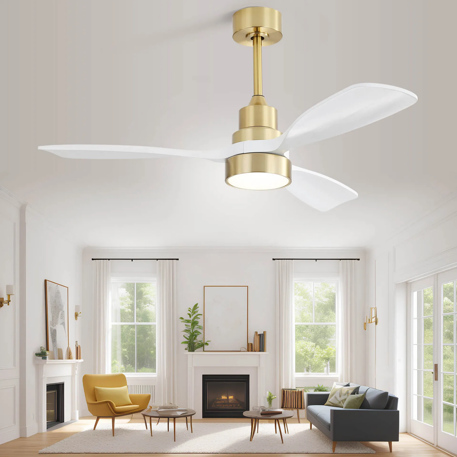 Nøordka Ceiling Fan Fixture Default 48" Modern Sleek Gold Ceiling Fan With Lights