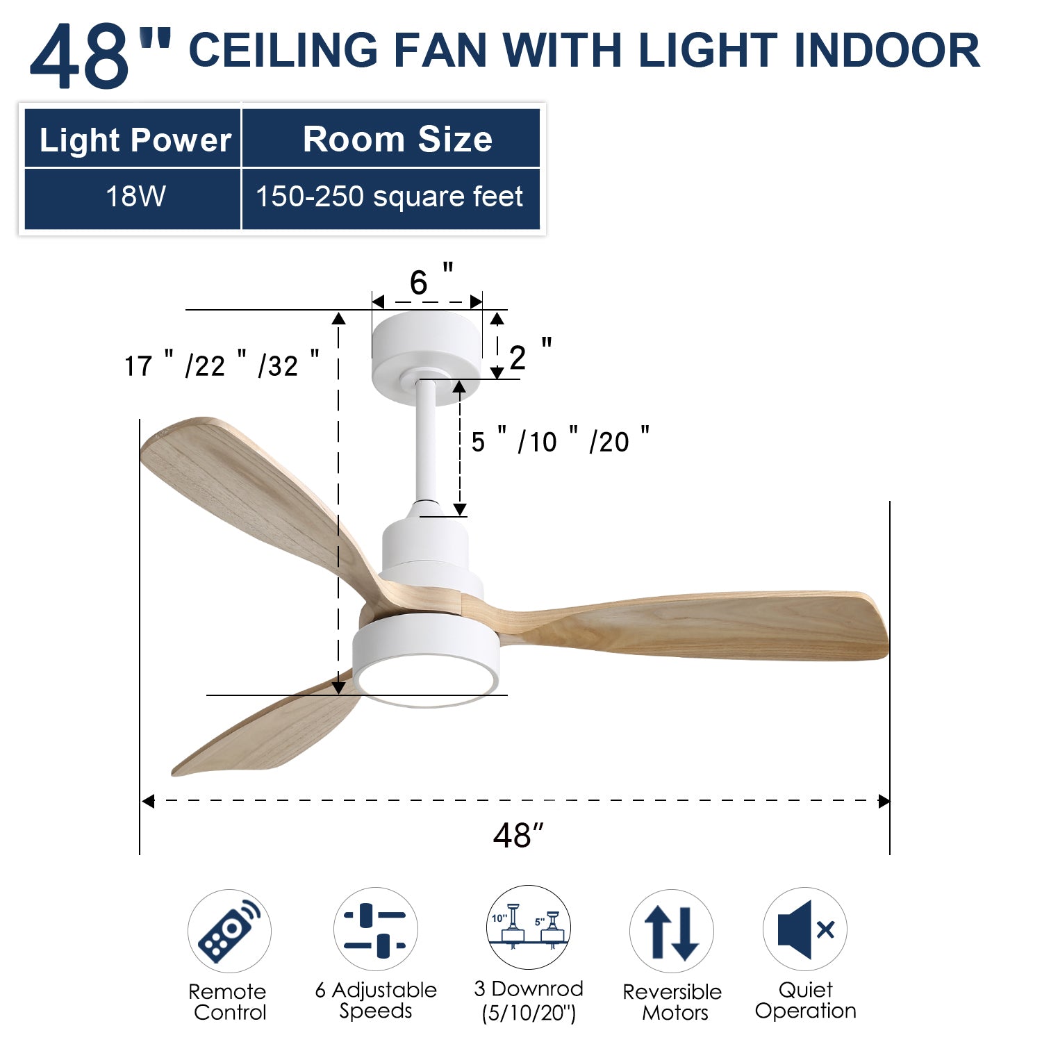 Nøordka Ceiling Fan Fixture Default 48" Nordic Inspired White Ceiling Fan with Light