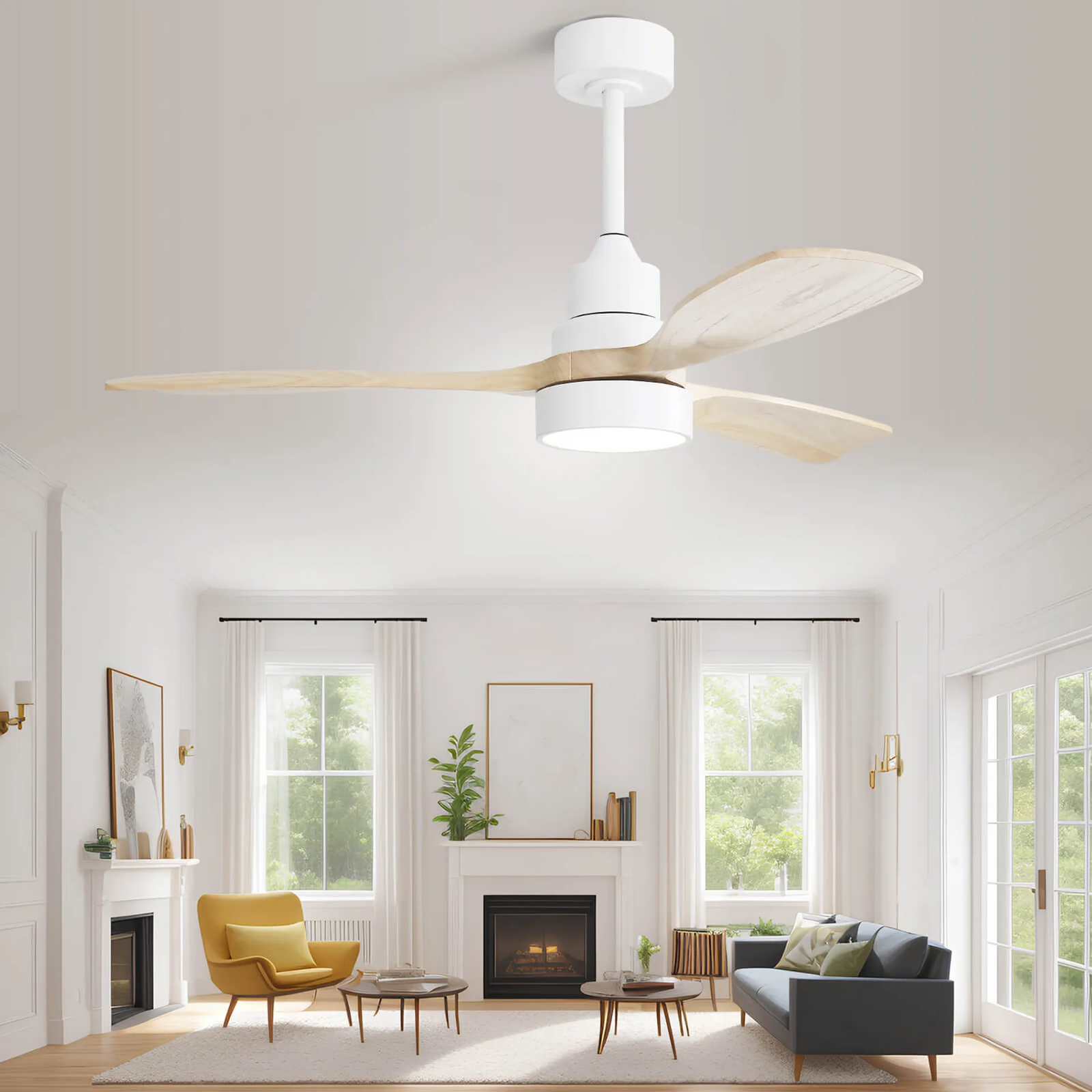 Nøordka Ceiling Fan Fixture Default 48" Nordic Inspired White Ceiling Fan with Light