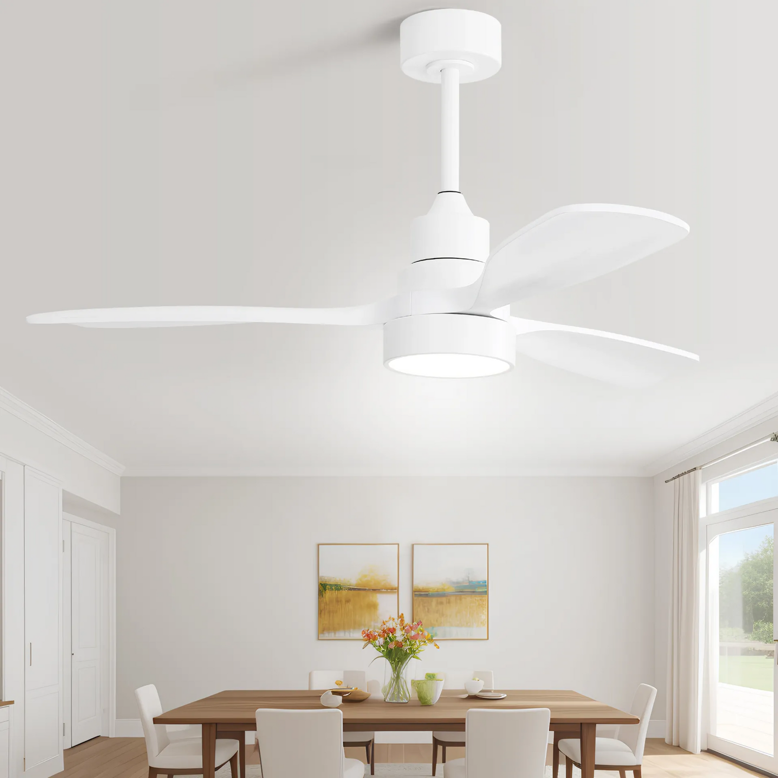 Nøordka Ceiling Fan Fixture Default 48" Nordic Inspired White Solid Wood Ceiling Fan