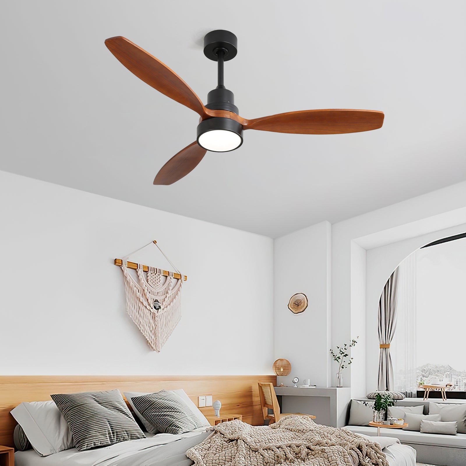 Nøordka Ceiling Fan Fixture Default 52" Contemporary Style Black Ceiling Fan with Light