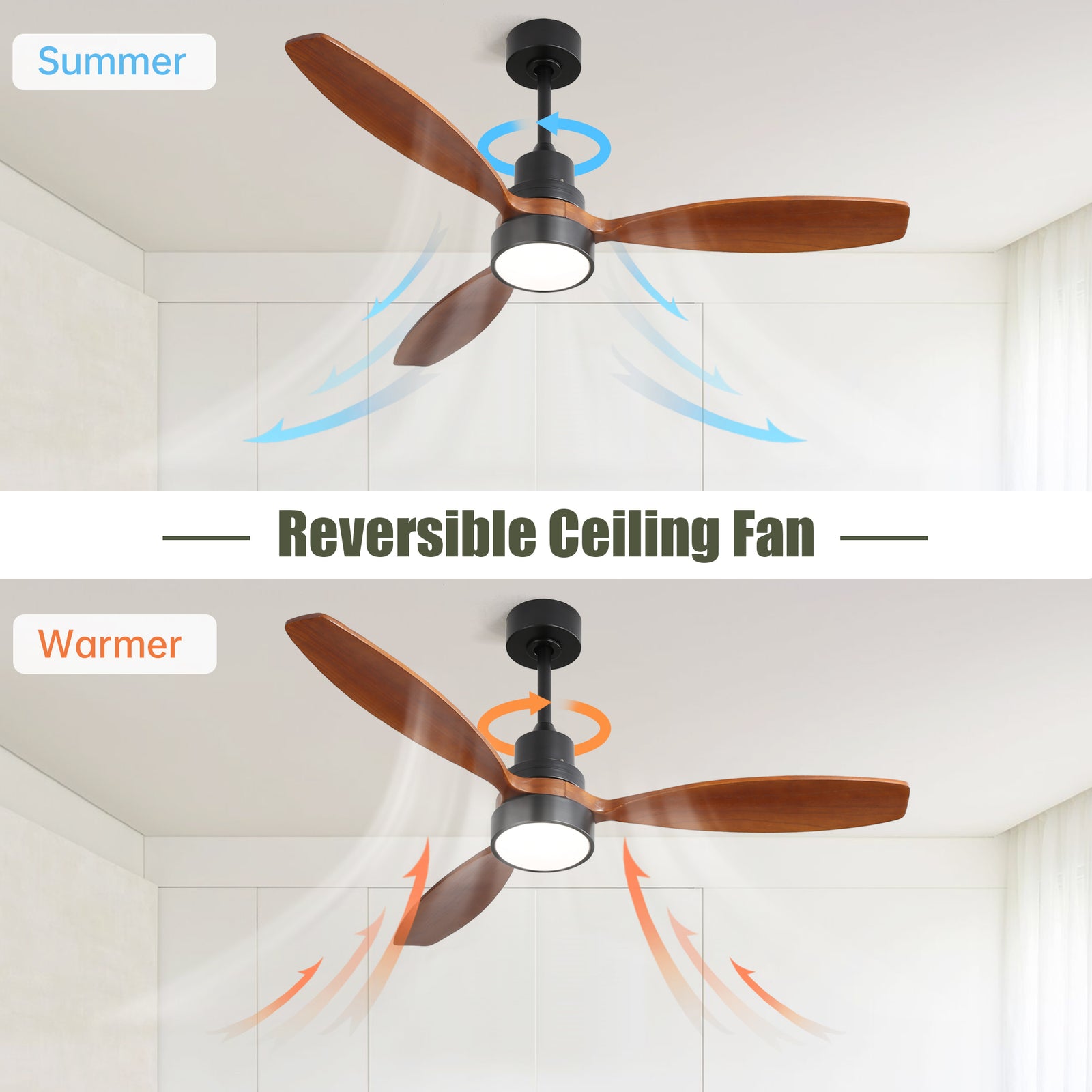 Nøordka Ceiling Fan Fixture Default 52" Contemporary Style Black Ceiling Fan with Light