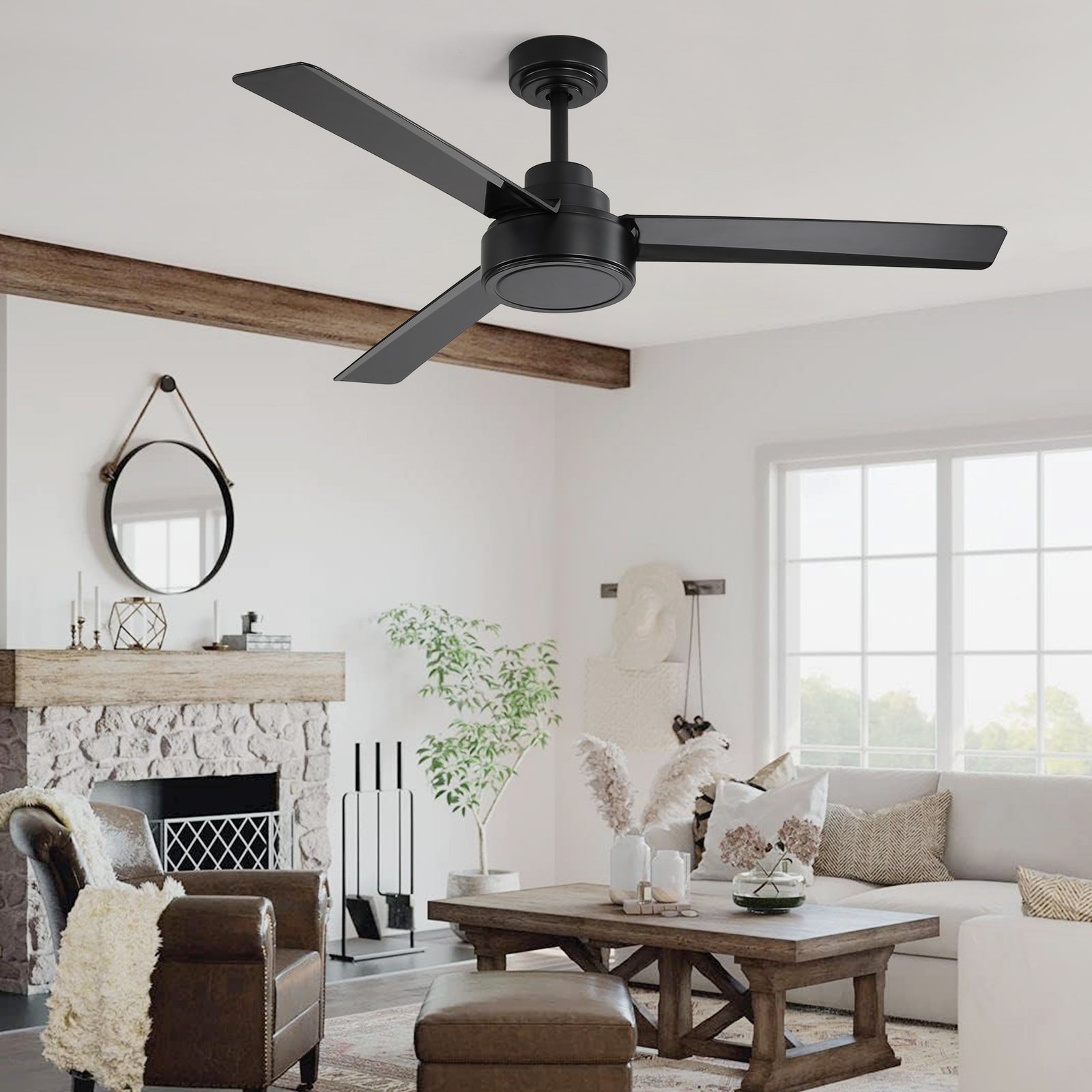 Nøordka Ceiling Fan Fixture Default 52" Contemporary Style Black Ceiling Fan With Remote