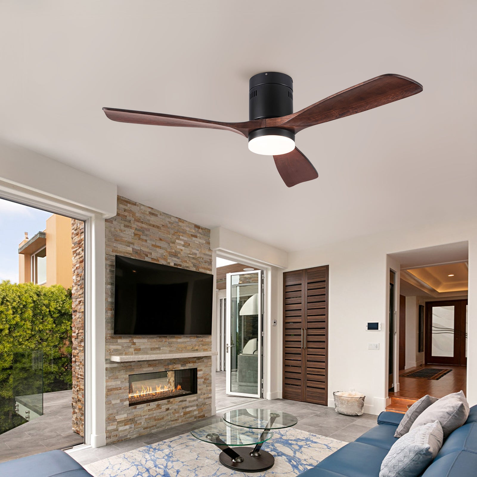 Nøordka Ceiling Fan Fixture Default 52" Modern Sleek Antique Black Ceiling Fan with Light