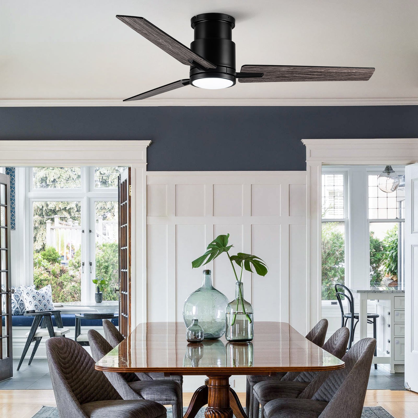 Nøordka Ceiling Fan Fixture Default 52" Modern Sleek Black Ceiling Fan with Light