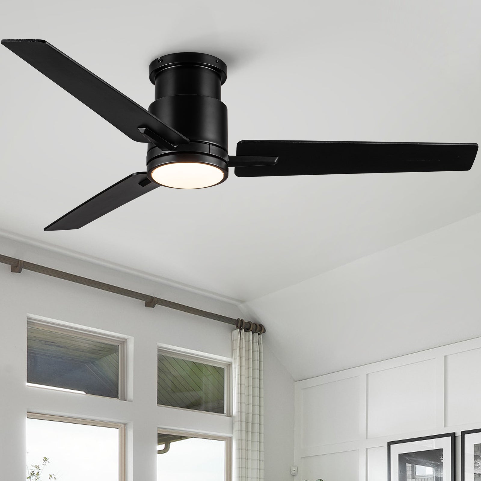 Nøordka Ceiling Fan Fixture Default 52" Modern Sleek Black Ceiling Fan with Light