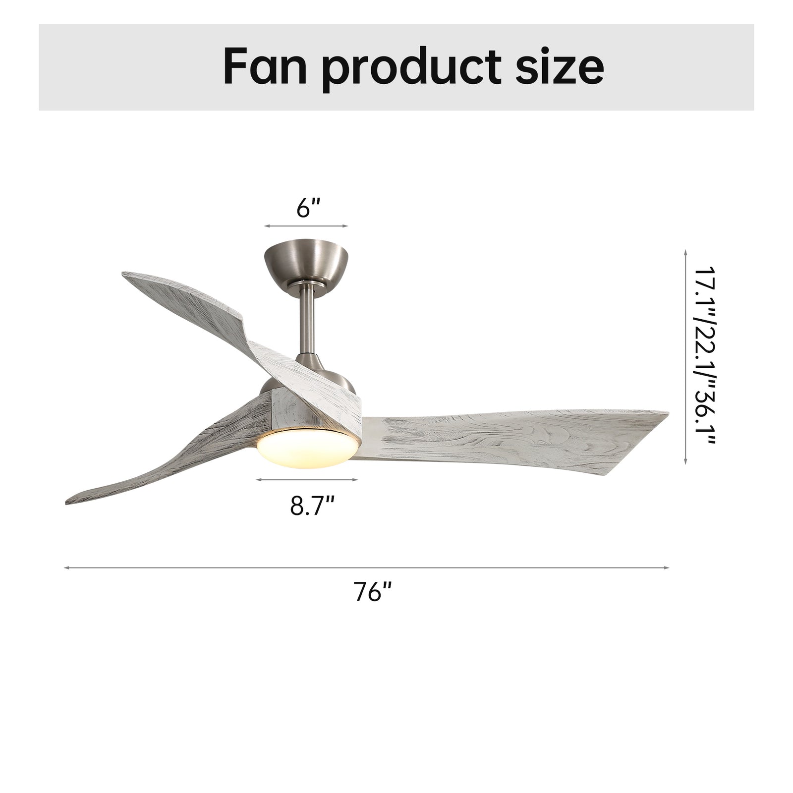 Nøordka Ceiling Fan Fixture Default 52" Modern Sleek Brushed Nickel Ceiling Fan with Light