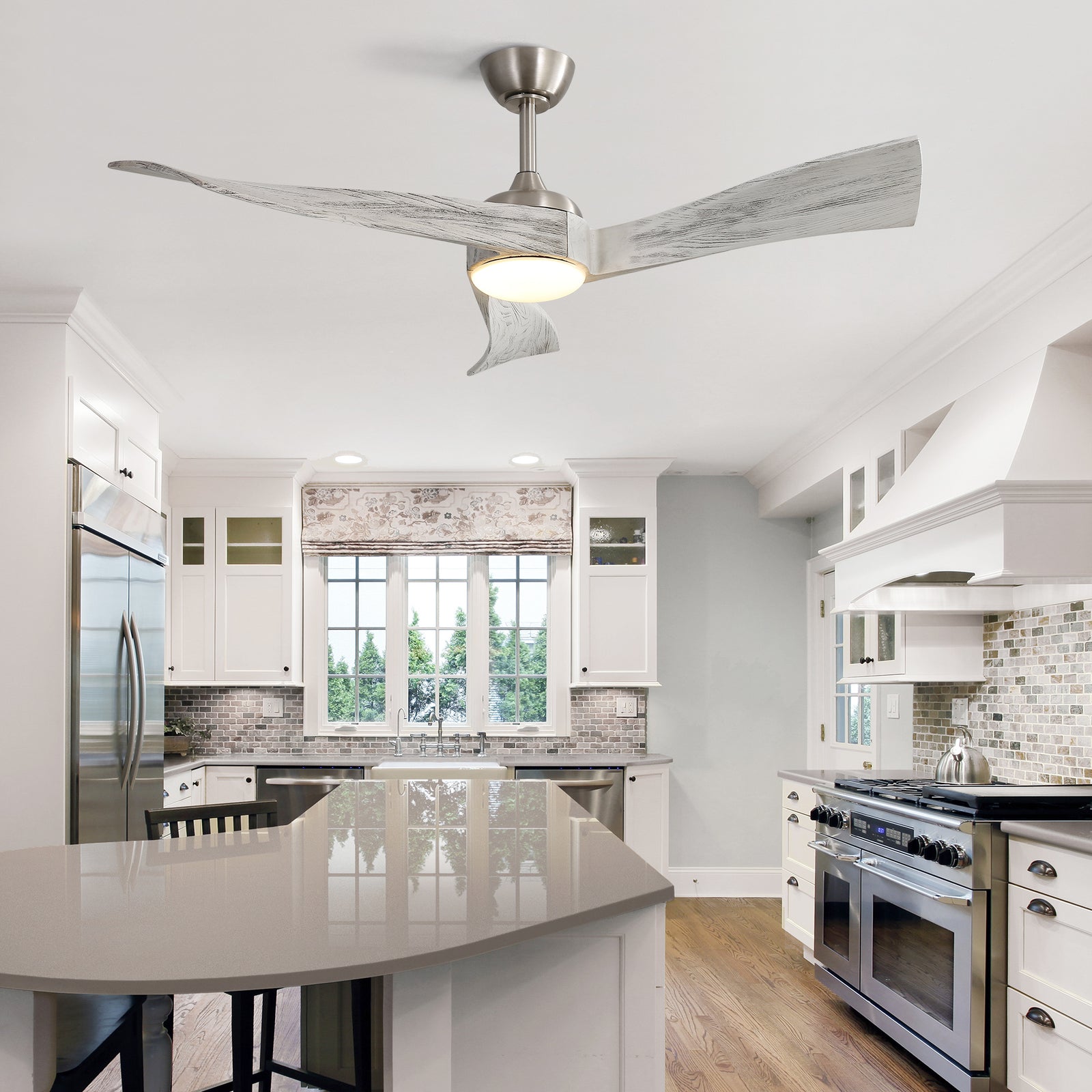 Nøordka Ceiling Fan Fixture Default 52" Modern Sleek Brushed Nickel Ceiling Fan with Light