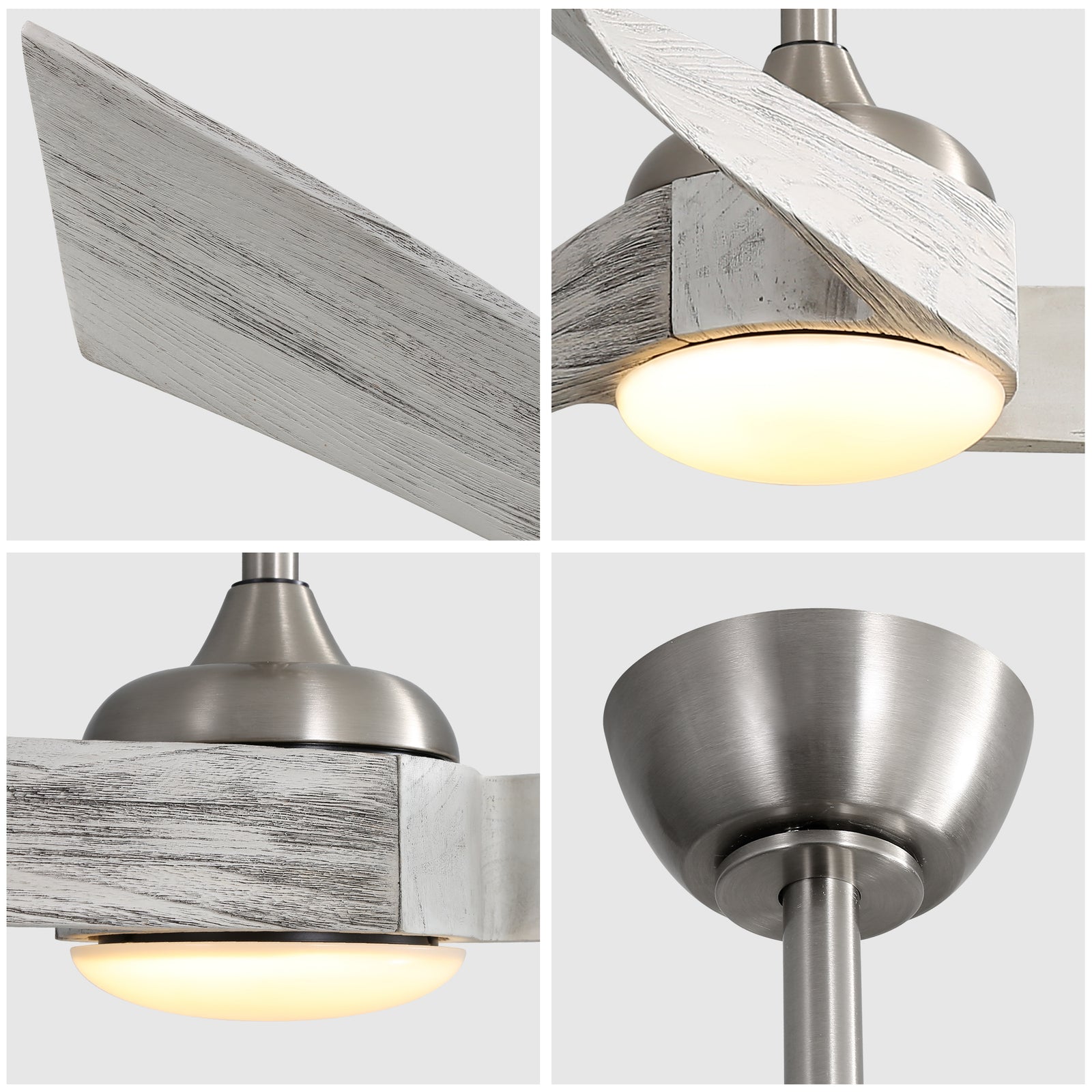 Nøordka Ceiling Fan Fixture Default 52" Modern Sleek Brushed Nickel Ceiling Fan with Light