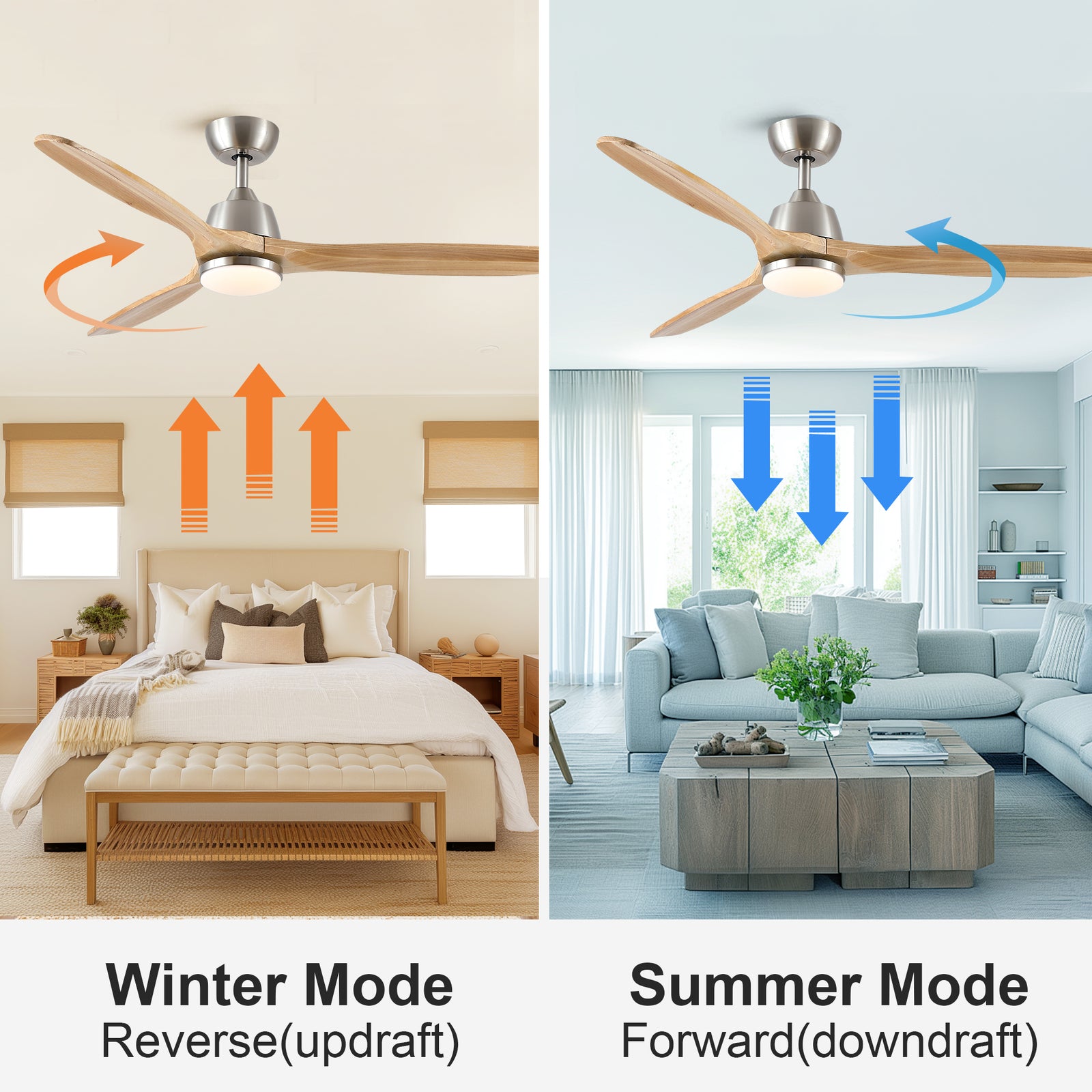 Nøordka Ceiling Fan Fixture Default 52" Modern Sleek Brushed Nickel Ceiling Fan With Light