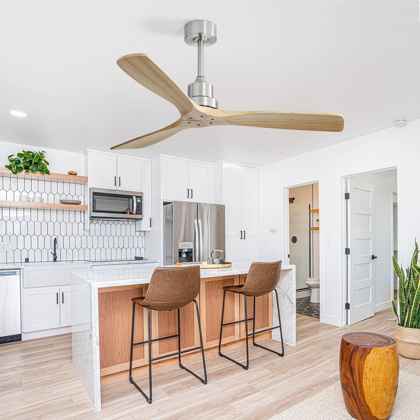 Nøordka Ceiling Fan Fixture Default 52" Modern Sleek Brushed Nickel Ceiling Fan with Remote