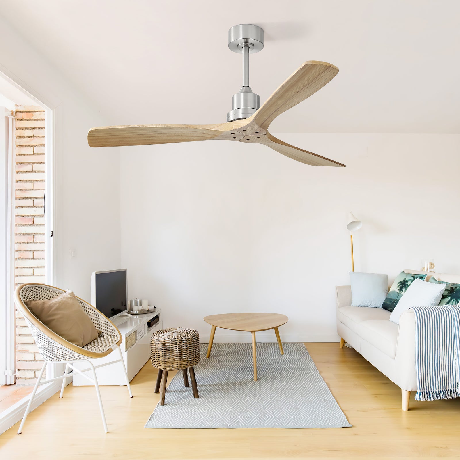 Nøordka Ceiling Fan Fixture Default 52" Modern Sleek Brushed Nickel Ceiling Fan with Remote