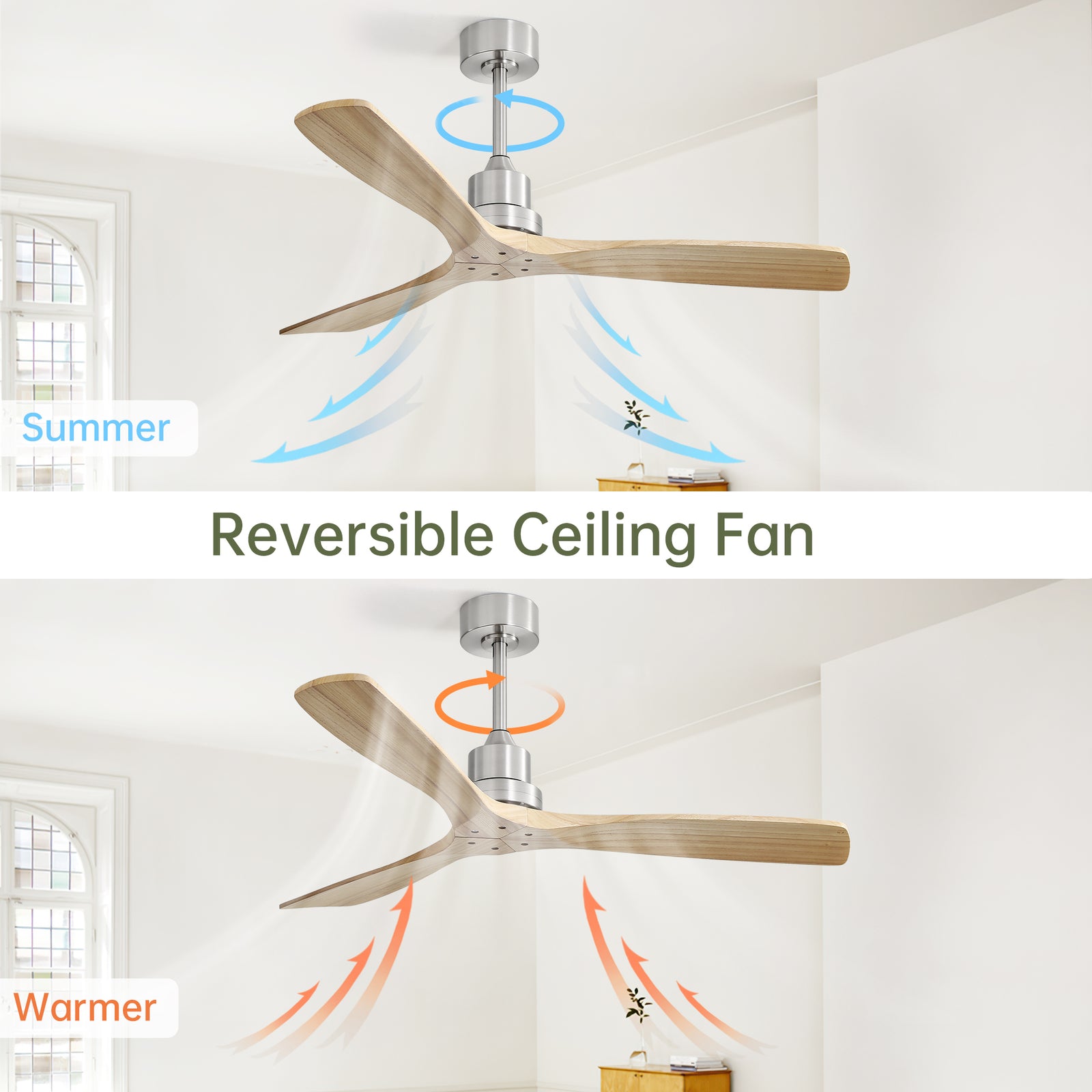 Nøordka Ceiling Fan Fixture Default 52" Modern Sleek Brushed Nickel Ceiling Fan with Remote