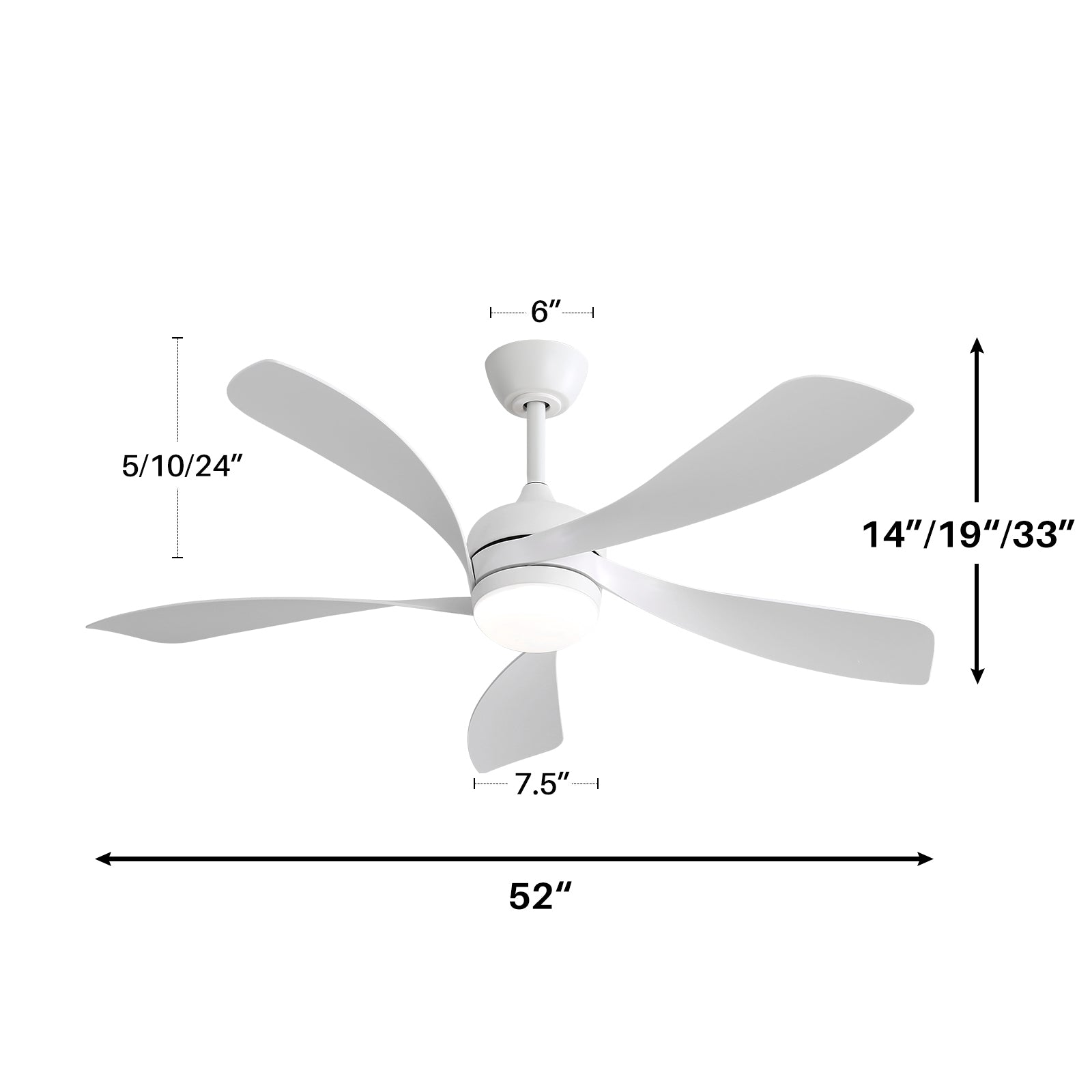 Nøordka Ceiling Fan Fixture Default 52" Modern Sleek White Ceiling Fan For Bedroom