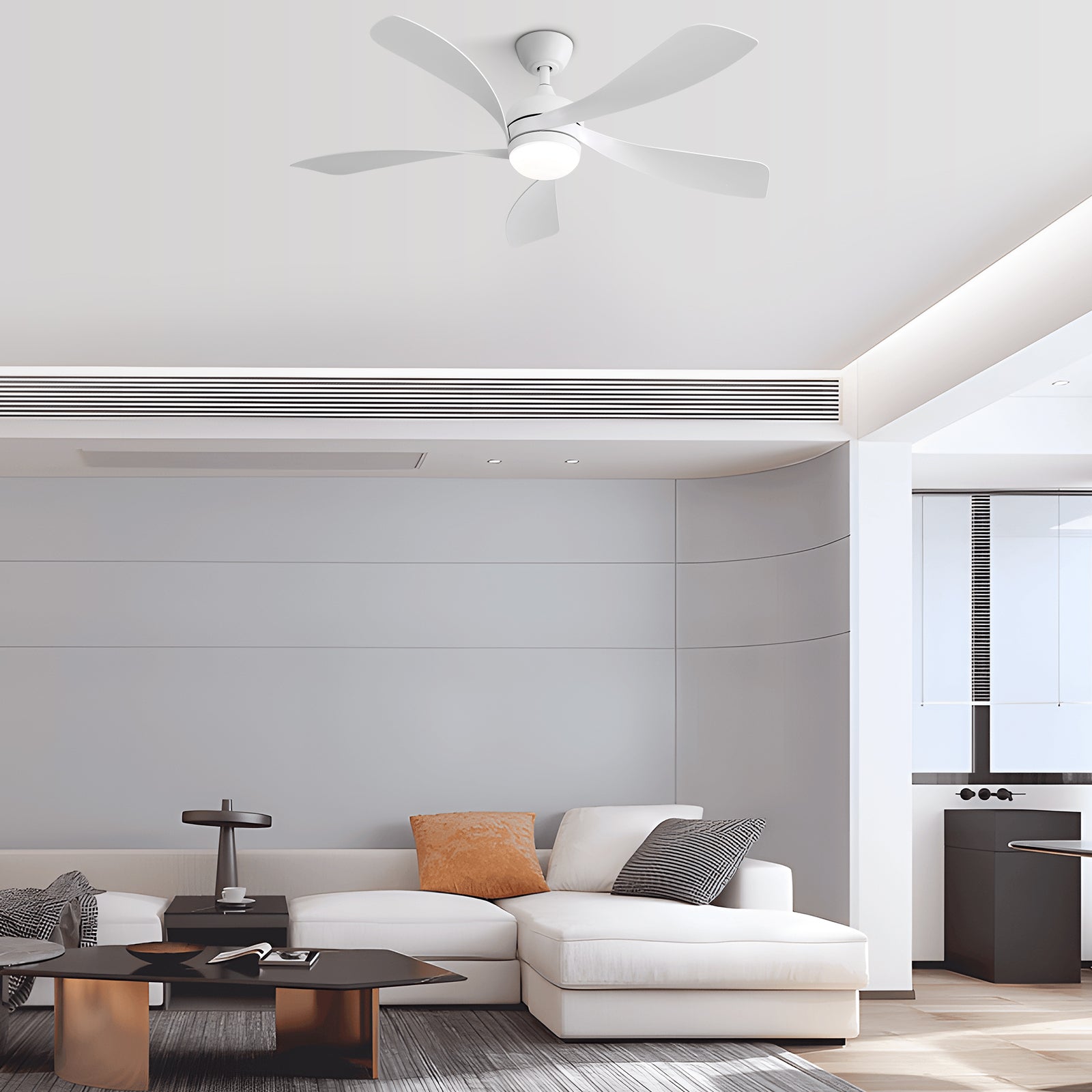 Nøordka Ceiling Fan Fixture Default 52" Modern Sleek White Ceiling Fan For Bedroom