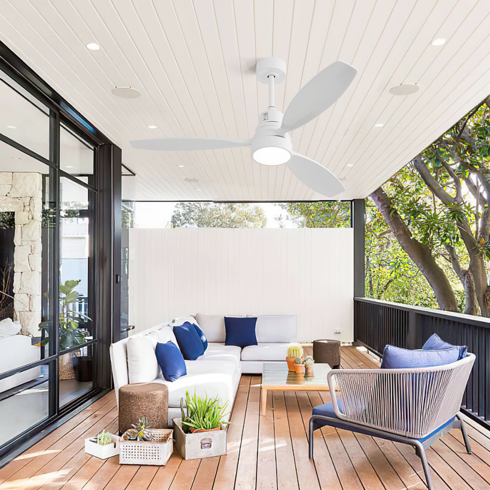 Nøordka Ceiling Fan Fixture Default 52" Modern Sleek White Ceiling Fan With Light