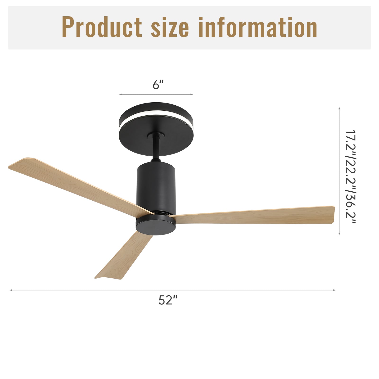 Nøordka Ceiling Fan Fixture Default 52" Nordic Inspired Black Ceiling Fan With Light