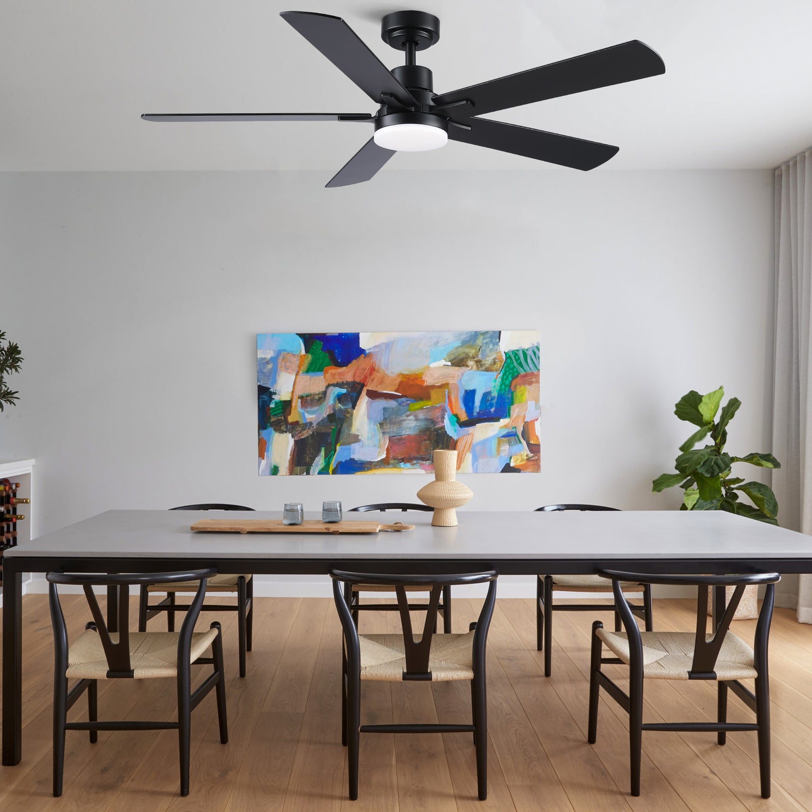 Nøordka Ceiling Fan Fixture Default 52" Nordic Inspired Black Ceiling Fan With Light