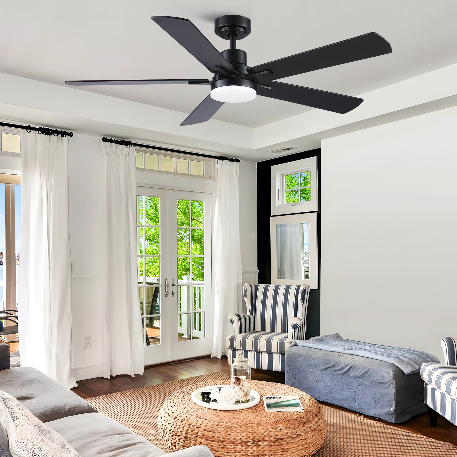Nøordka Ceiling Fan Fixture Default 52" Nordic Inspired Black Ceiling Fan With Light