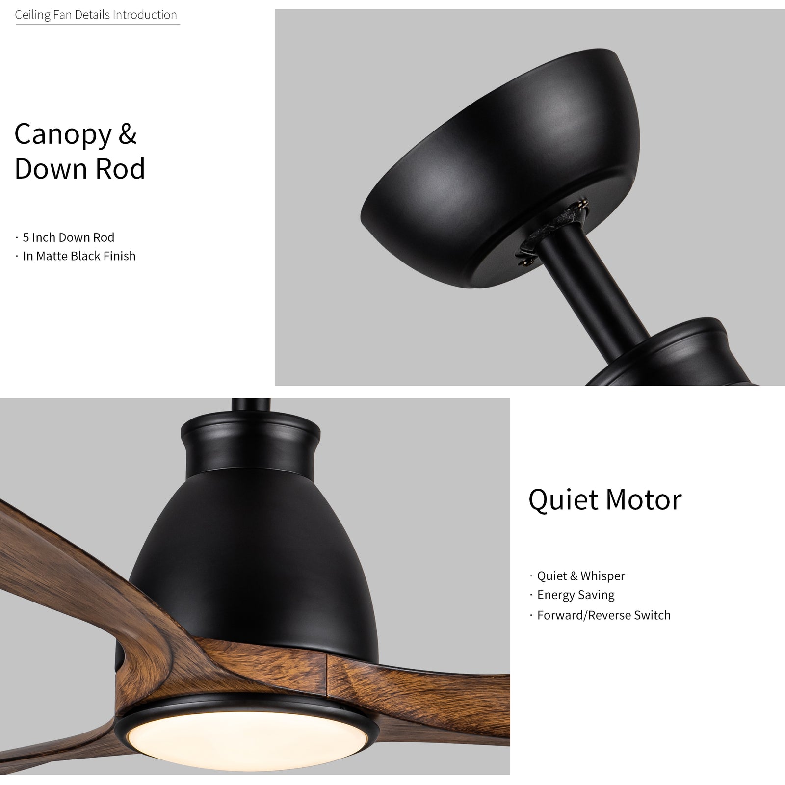 Nøordka Ceiling Fan Fixture Default 52" Nordic Inspired Black Ceiling Fan With Light