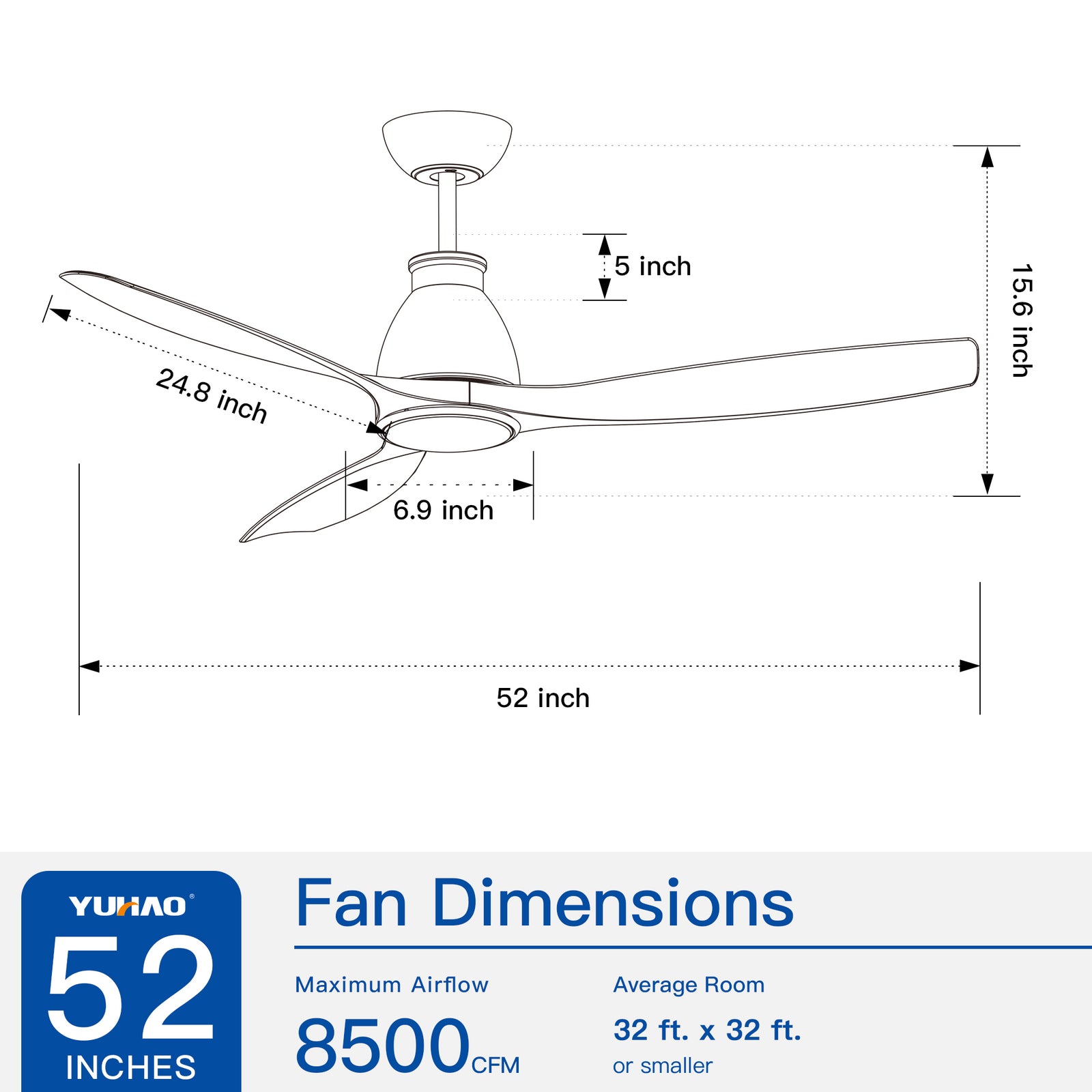 Nøordka Ceiling Fan Fixture Default 52" Nordic Inspired Black Ceiling Fan With Light