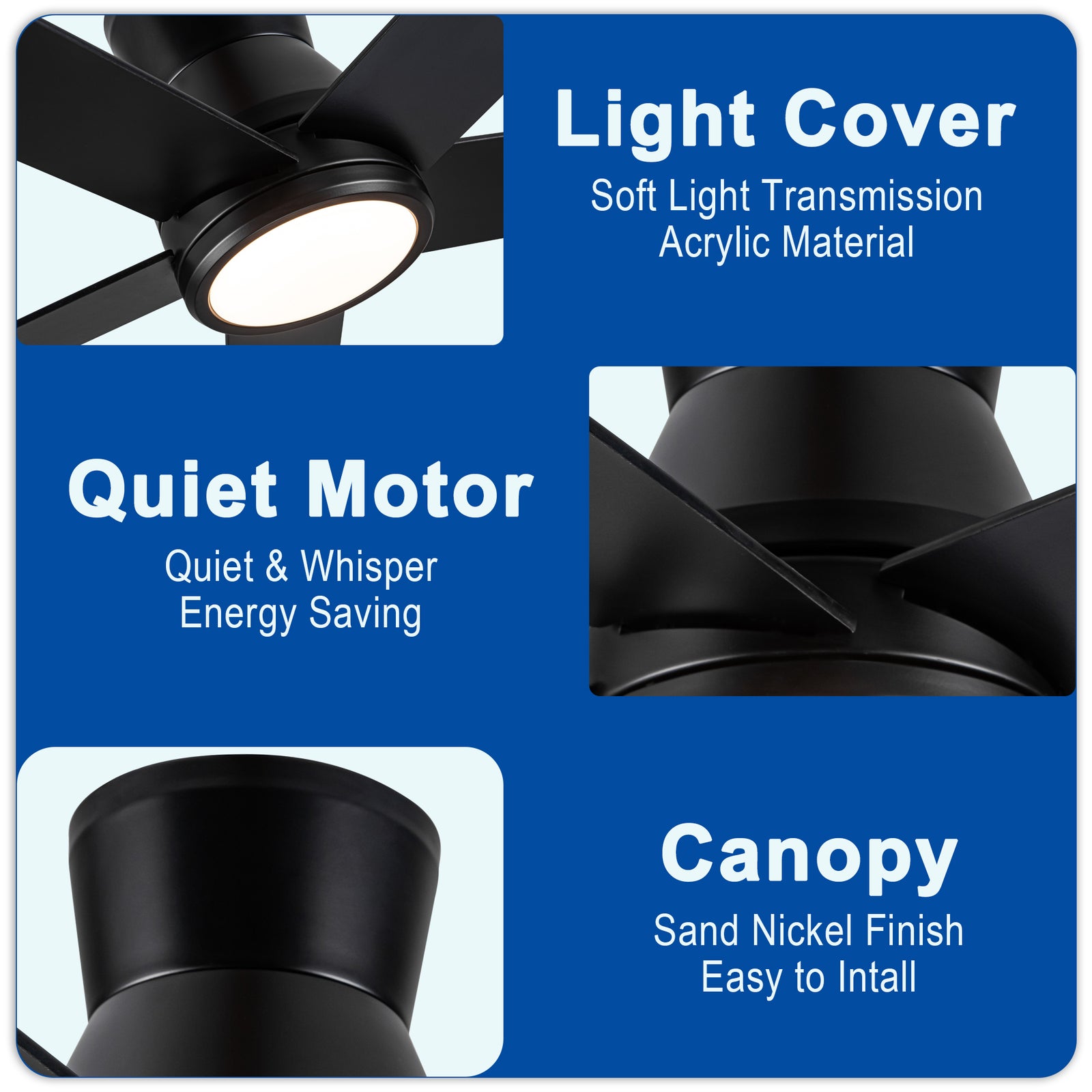 Nøordka Ceiling Fan Fixture Default 52" Nordic Inspired Black Ceiling Fan with Light