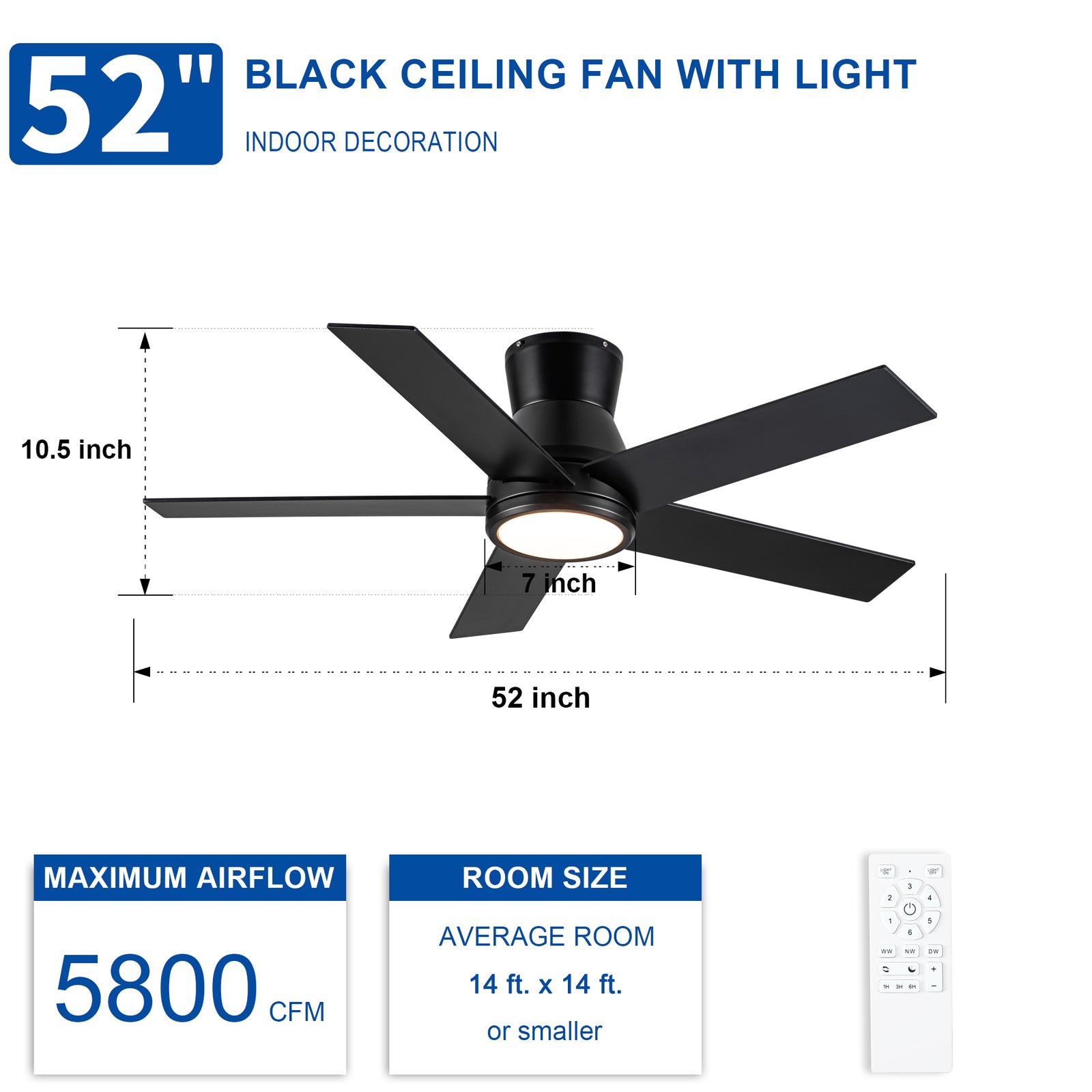Nøordka Ceiling Fan Fixture Default 52" Nordic Inspired Black Ceiling Fan with Light