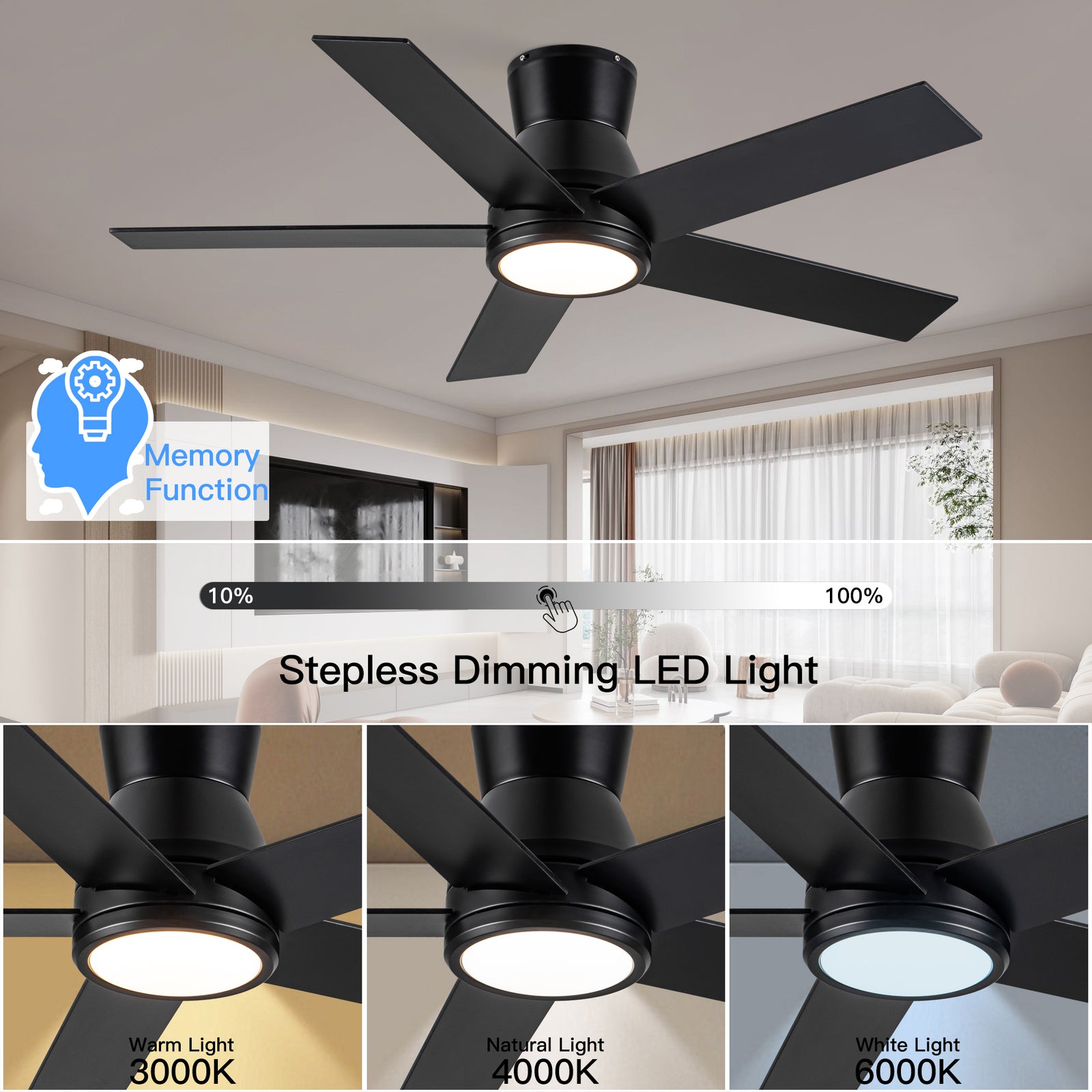 Nøordka Ceiling Fan Fixture Default 52" Nordic Inspired Black Ceiling Fan with Light