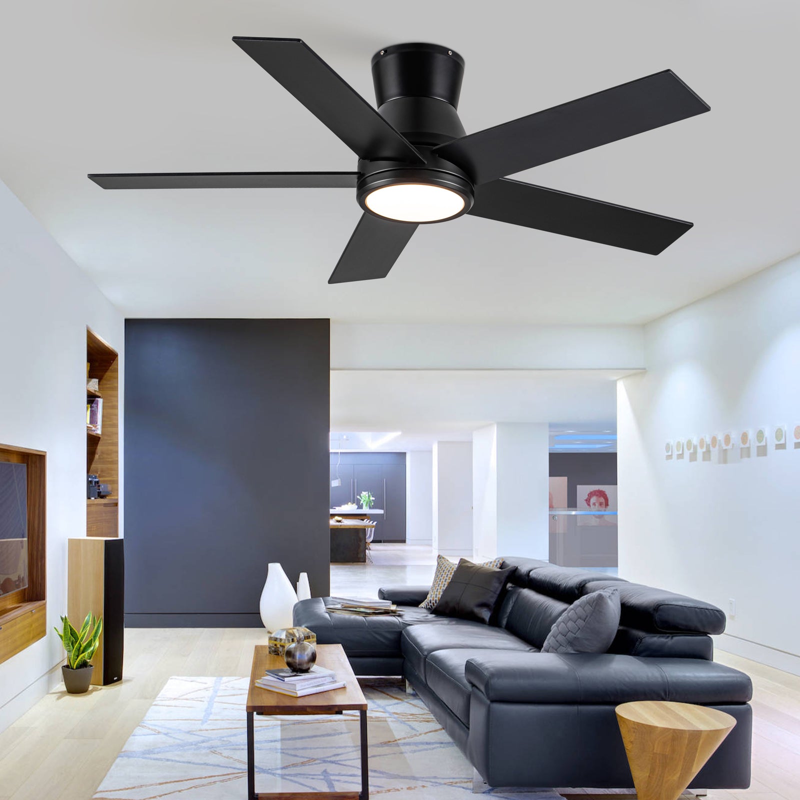 Nøordka Ceiling Fan Fixture Default 52" Nordic Inspired Black Ceiling Fan with Light