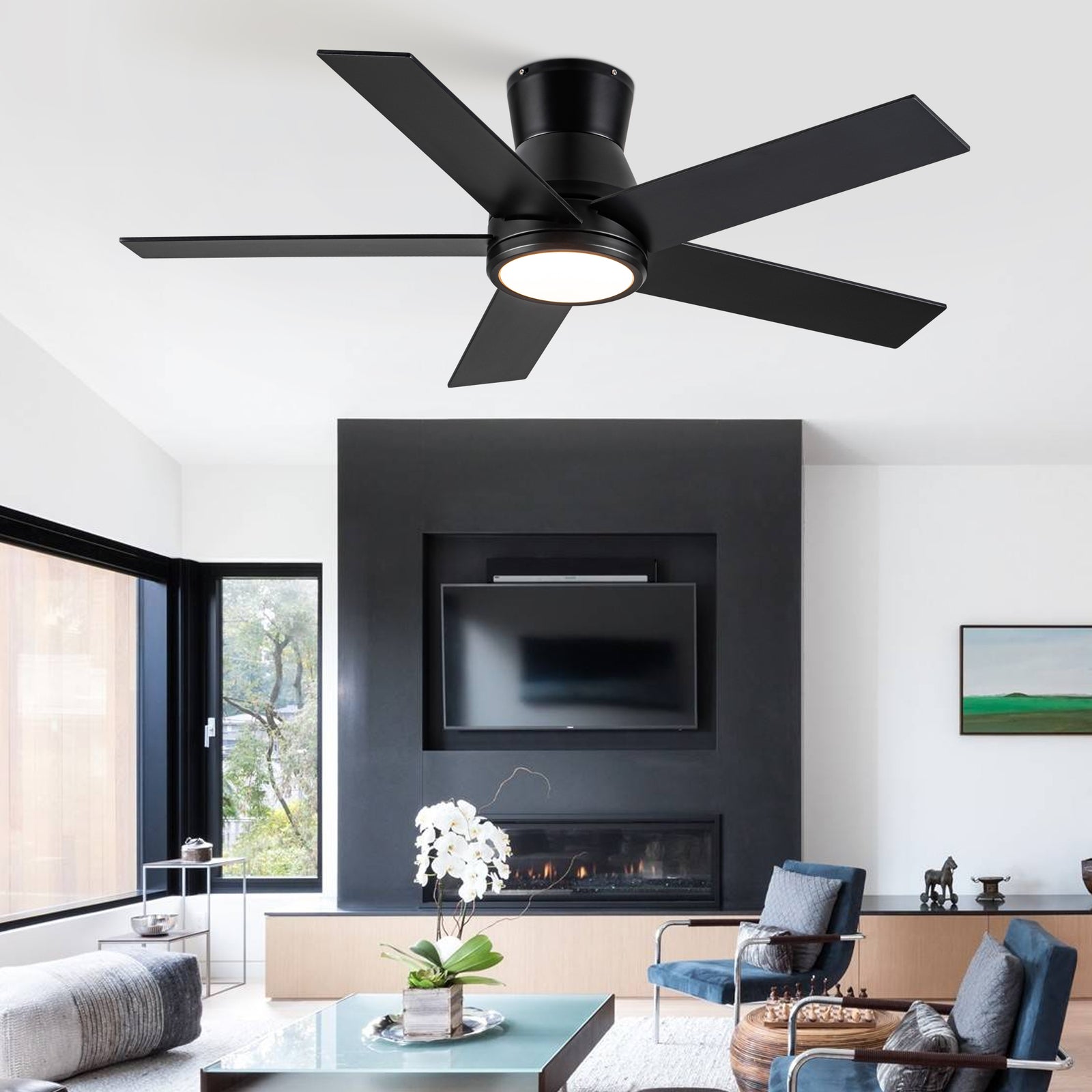 Nøordka Ceiling Fan Fixture Default 52" Nordic Inspired Black Ceiling Fan with Light