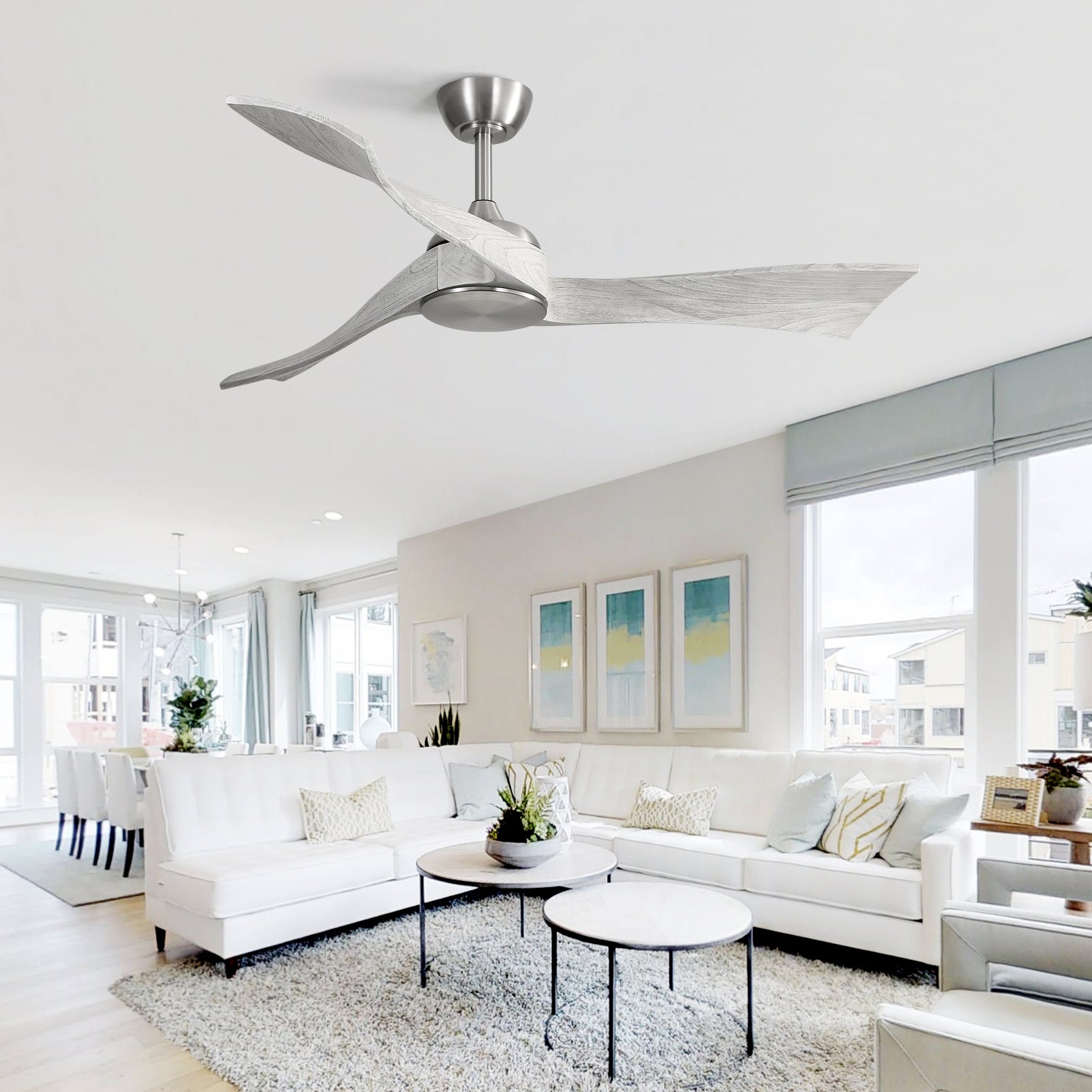 Nøordka Ceiling Fan Fixture Default 52" Nordic Inspired Brushed Nickel Ceiling Fan No Light