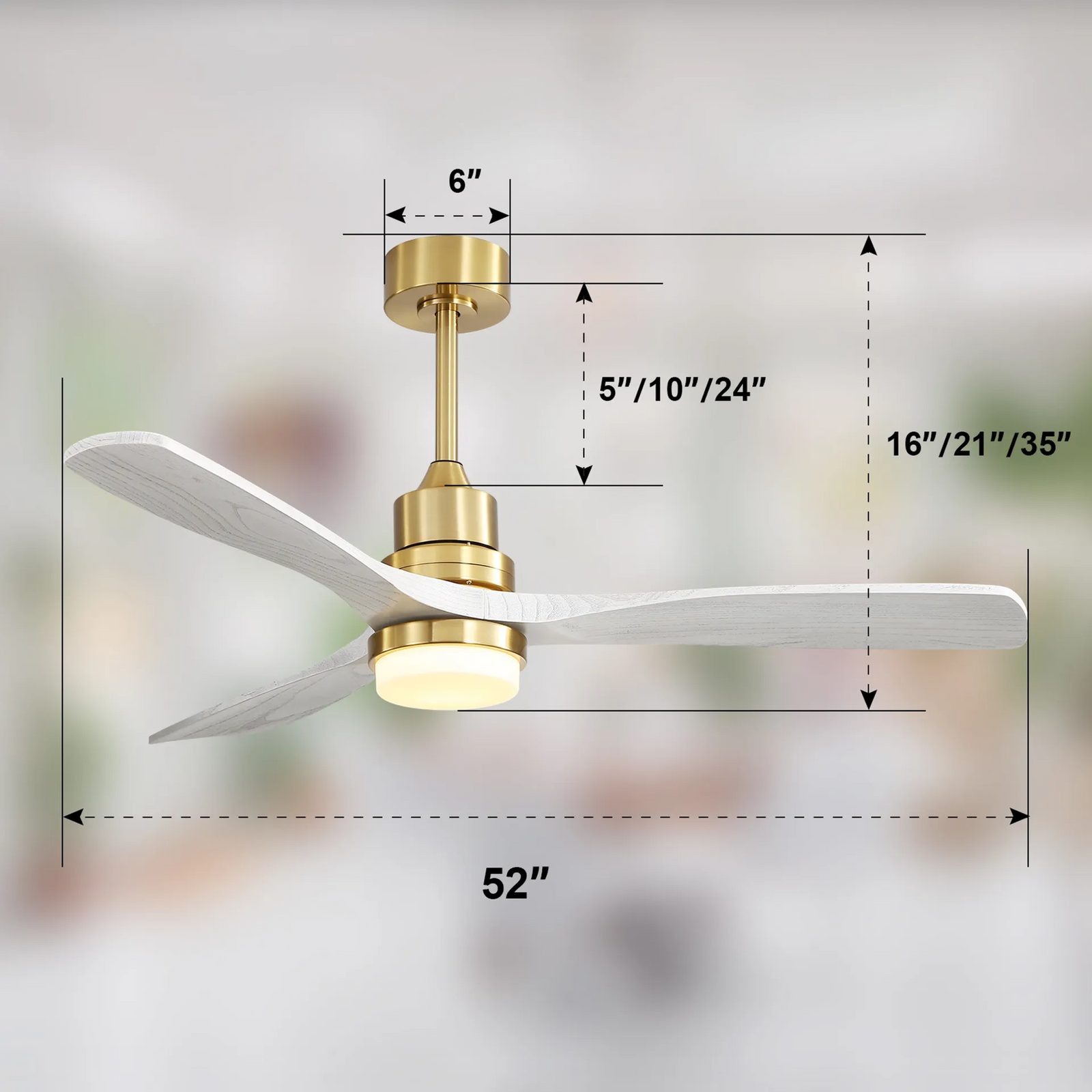 Nøordka Ceiling Fan Fixture Default 52" Nordic Inspired Gold Ceiling Fan With Light