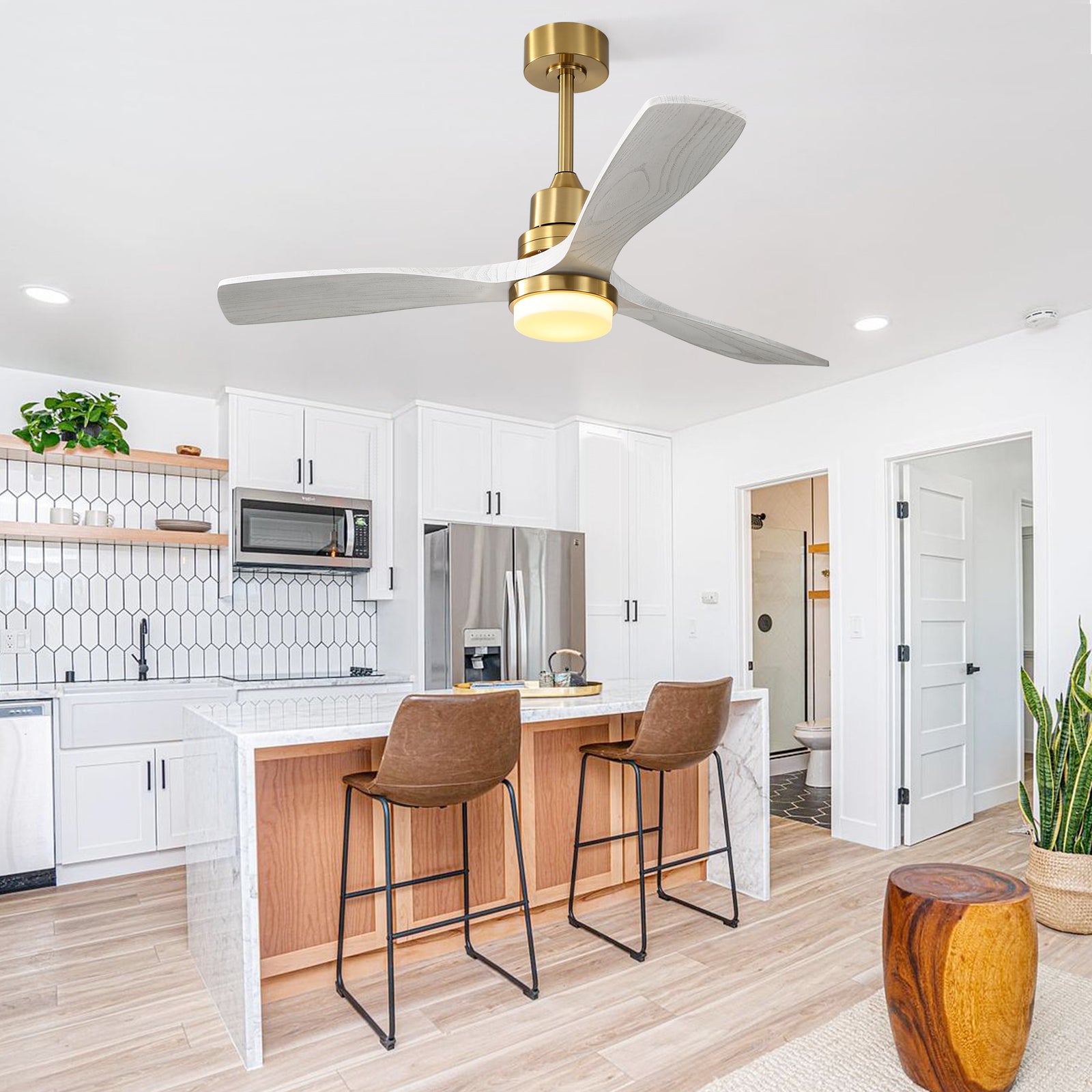 Nøordka Ceiling Fan Fixture Default 52" Nordic Inspired Gold Ceiling Fan With Light