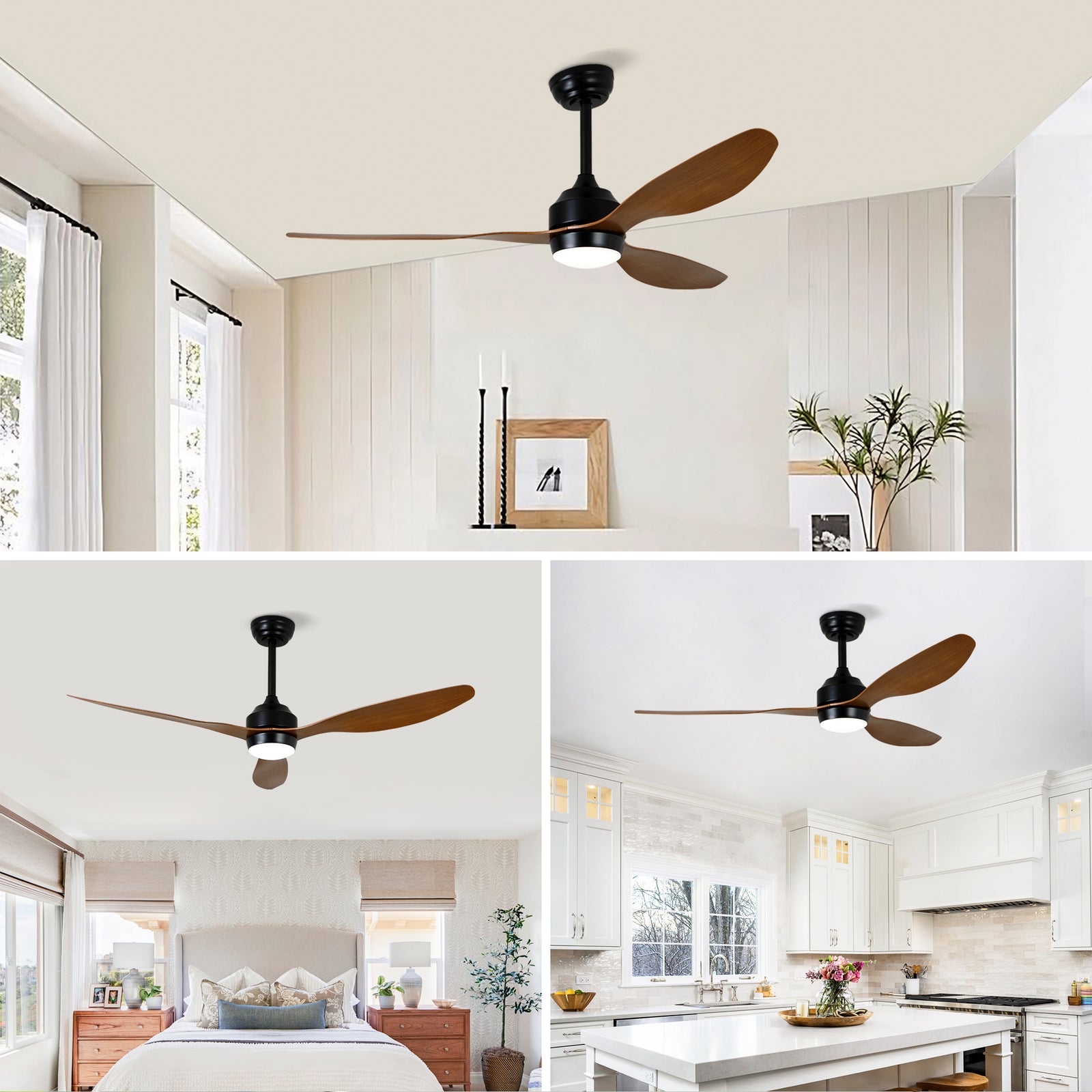 Nøordka Ceiling Fan Fixture Default 52" Nordic Inspired Matte Black Walnut Ceiling Fan