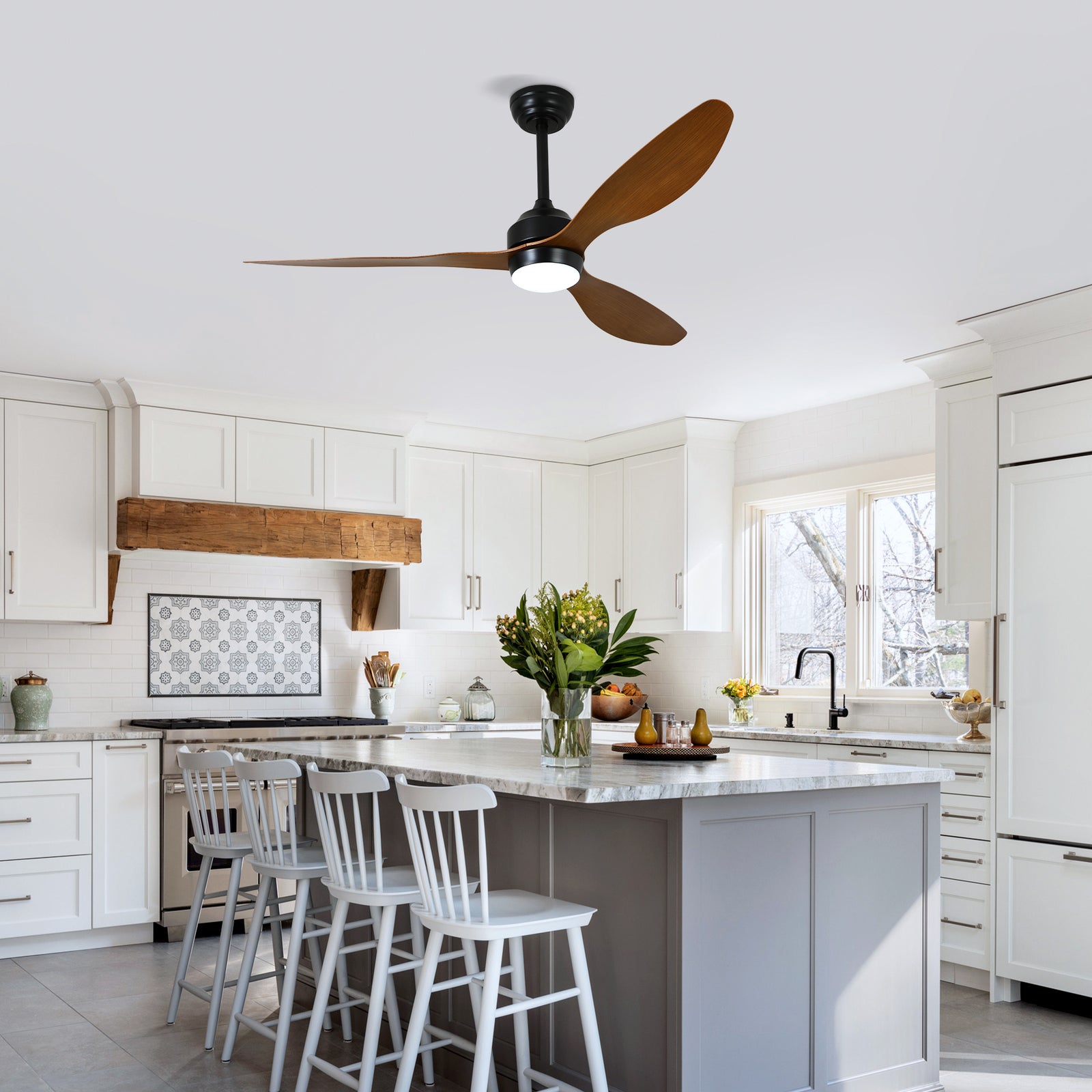 Nøordka Ceiling Fan Fixture Default 52" Nordic Inspired Matte Black Walnut Ceiling Fan