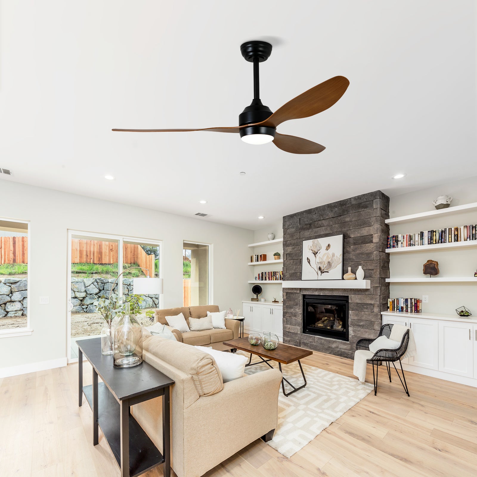 Nøordka Ceiling Fan Fixture Default 52" Nordic Inspired Matte Black Walnut Ceiling Fan