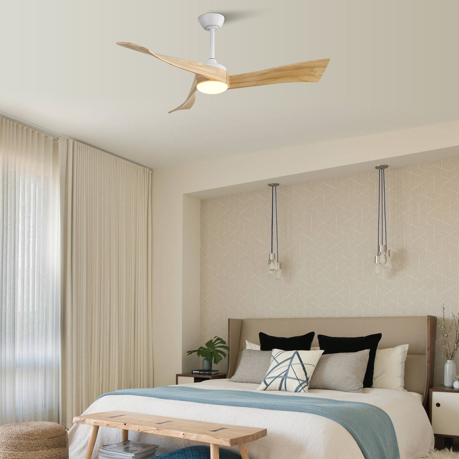 Nøordka Ceiling Fan Fixture Default 52" Nordic Inspired Matte White Ceiling Fan with Light