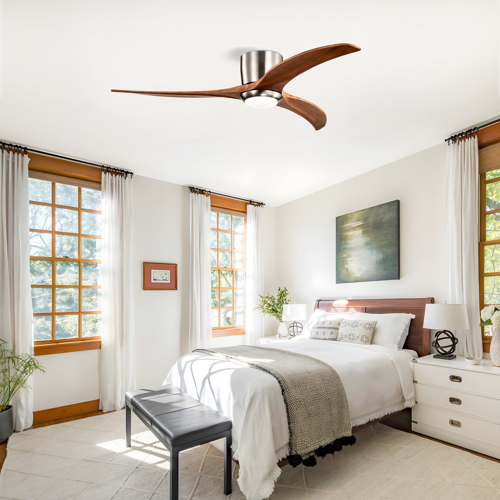 Nøordka Ceiling Fan Fixture Default 52" Nordic Inspired Nickel Ceiling Fan With Light