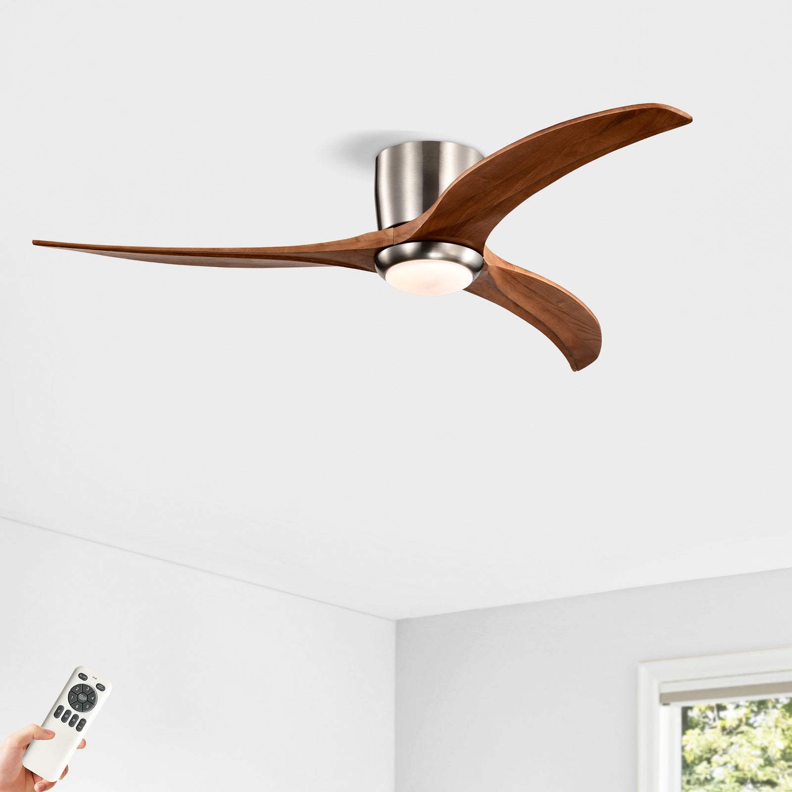 Nøordka Ceiling Fan Fixture Default 52" Nordic Inspired Nickel Ceiling Fan With Light