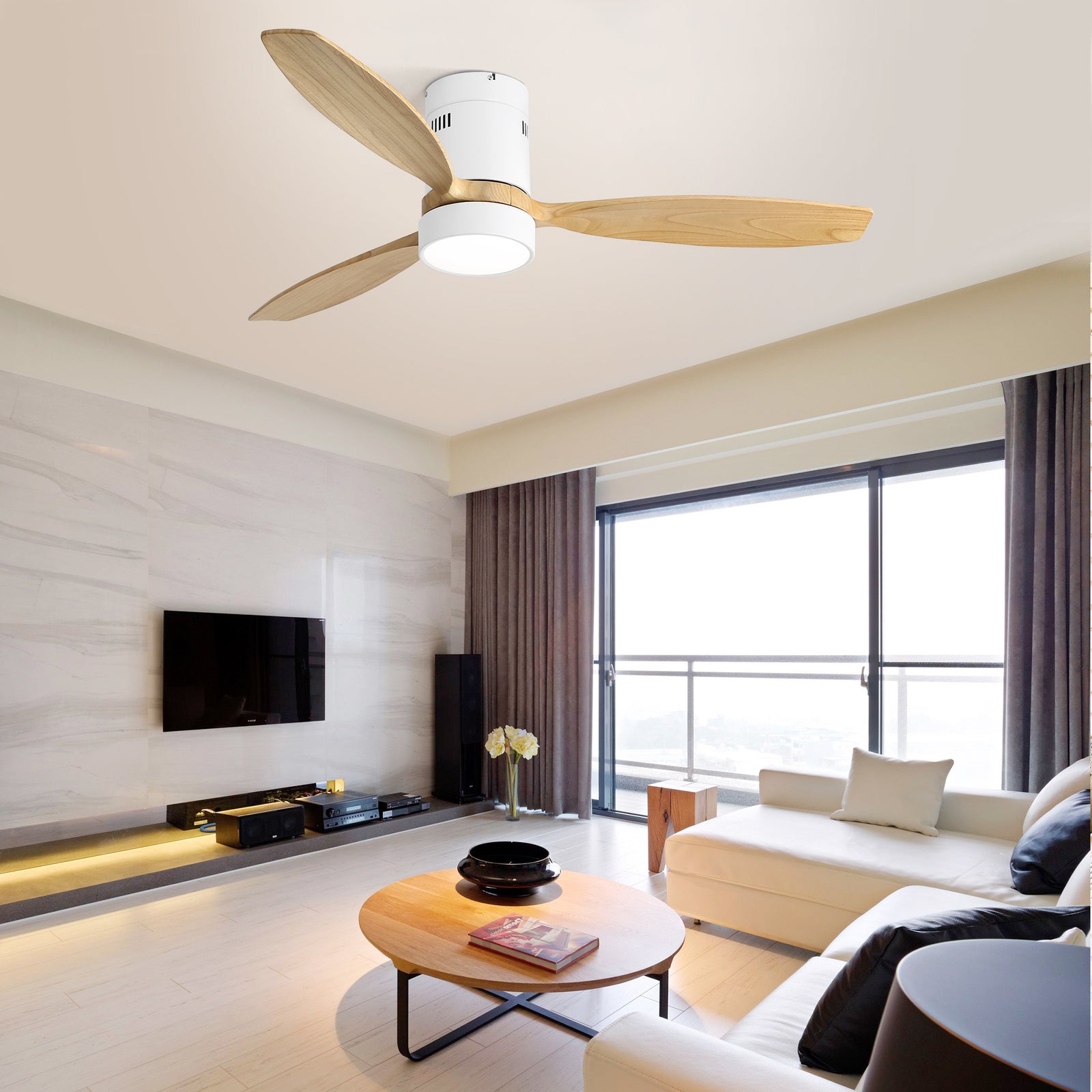 Nøordka Ceiling Fan Fixture Default 52" Nordic Inspired White Ceiling Fan With Light