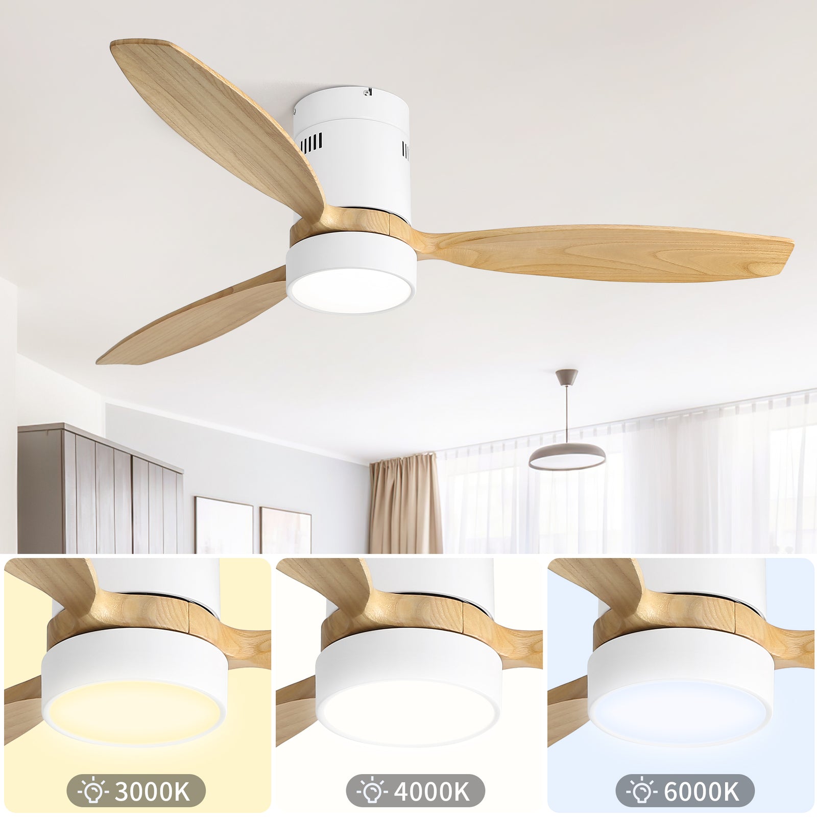 Nøordka Ceiling Fan Fixture Default 52" Nordic Inspired White Ceiling Fan With Light