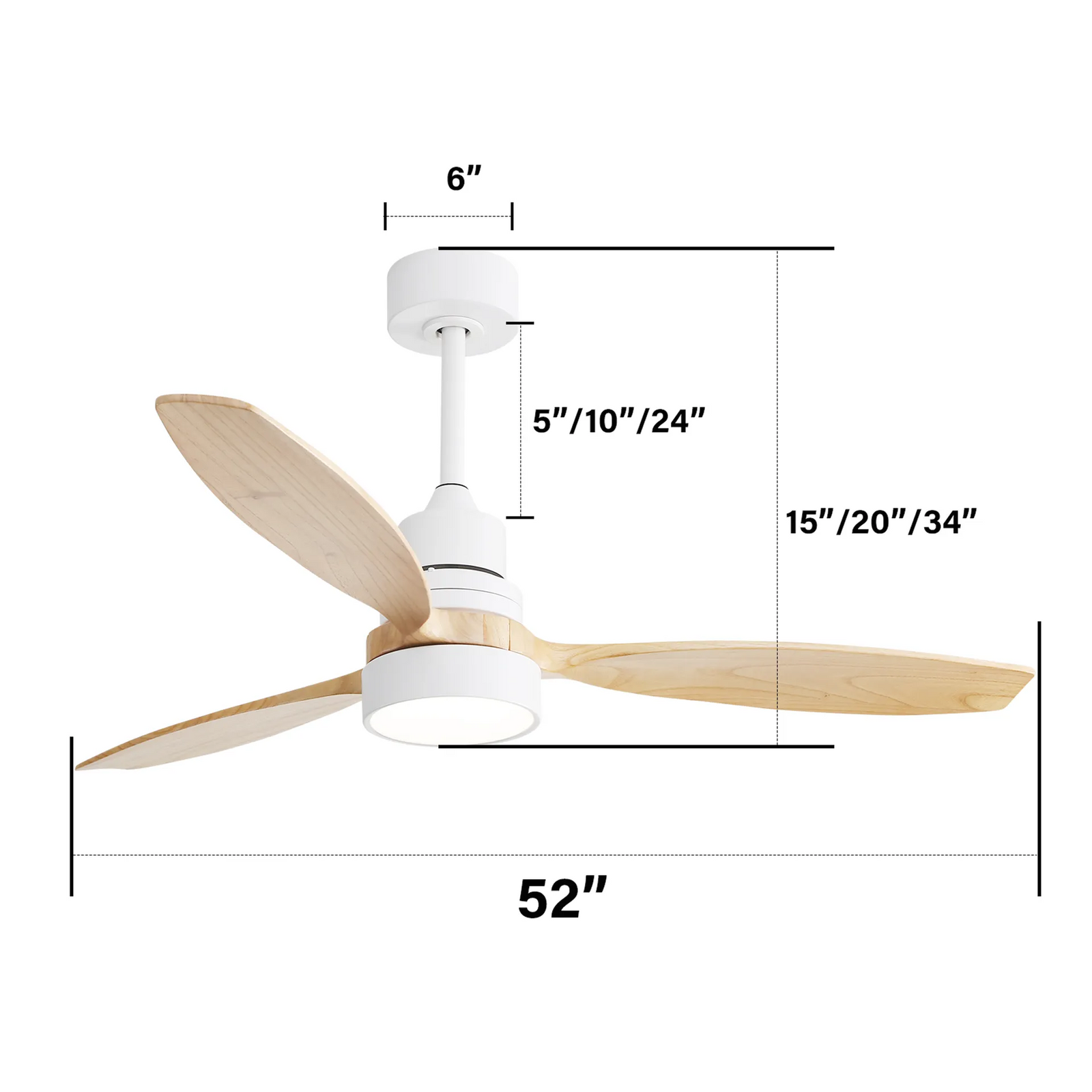 Nøordka Ceiling Fan Fixture Default 52" Nordic Inspired White Ceiling Fan With Light